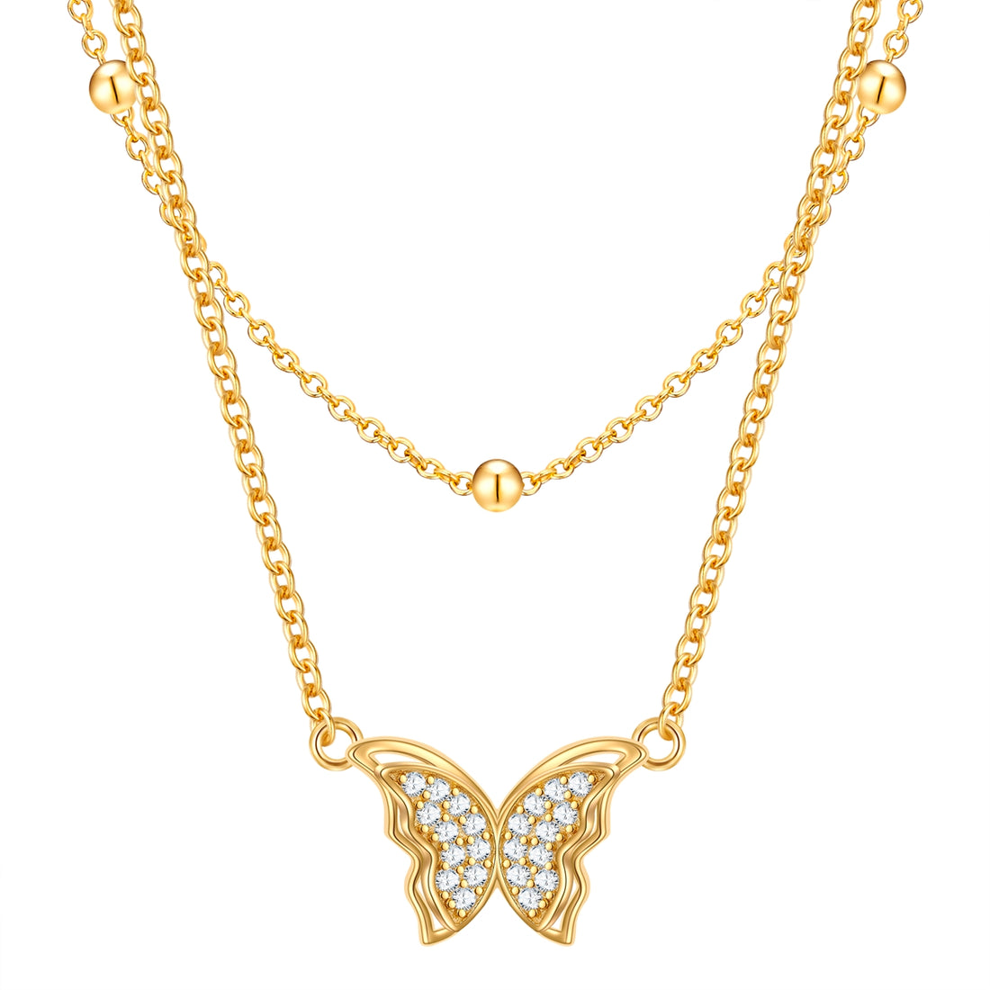 Kette mit Anhänger Sterling Silber gelbgold Zirkonia weiß