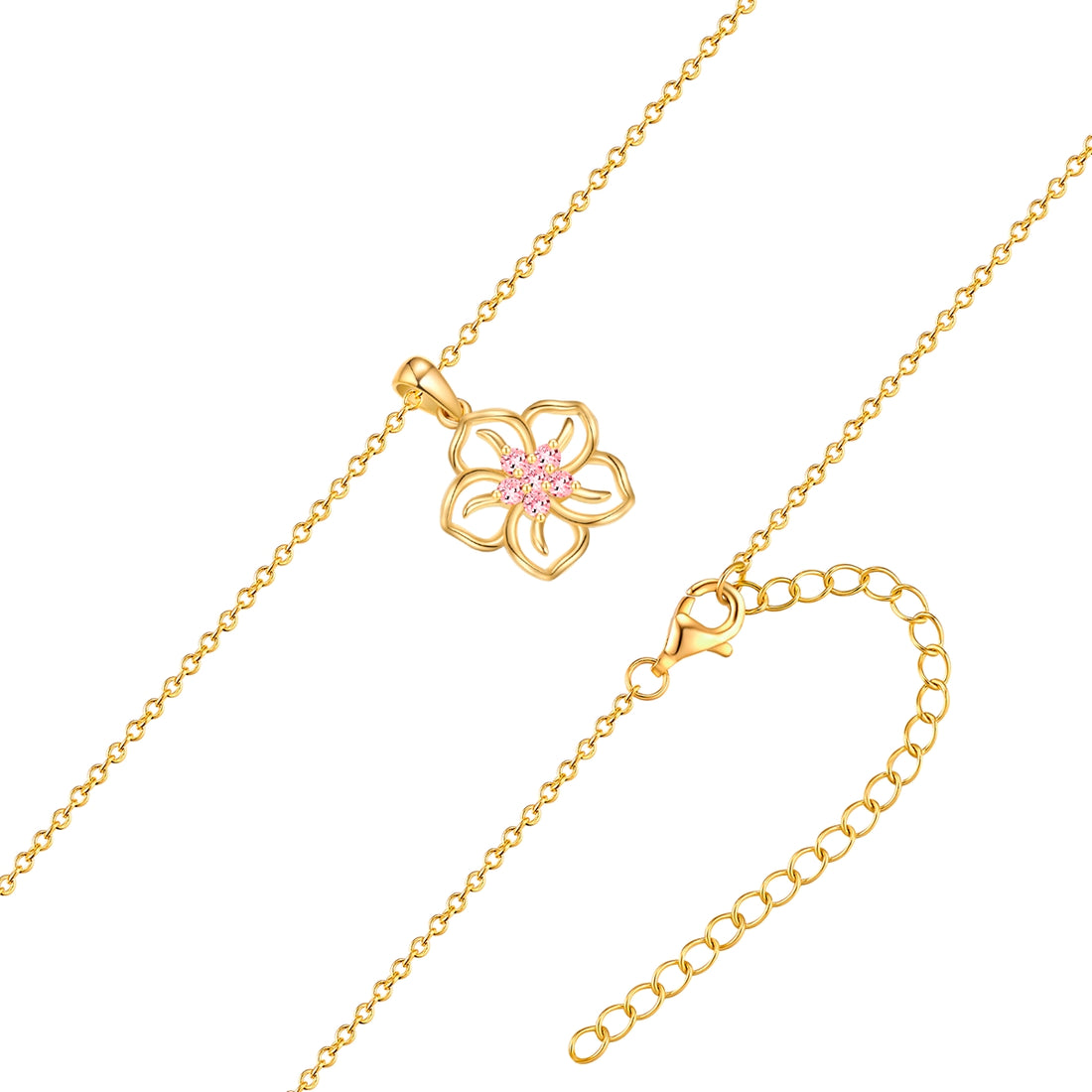 Kette mit Anhänger Sterling Silber gelbgold Zirkonia rosa