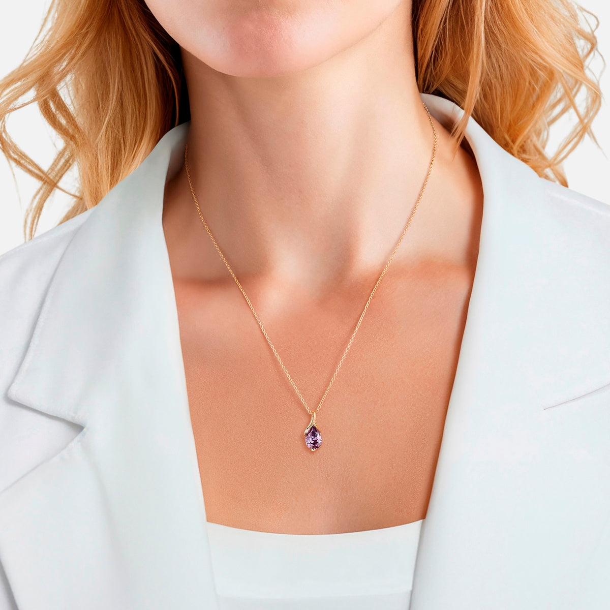 Kette mit Anhänger Sterling Silber gelbgold Zirkonia violett