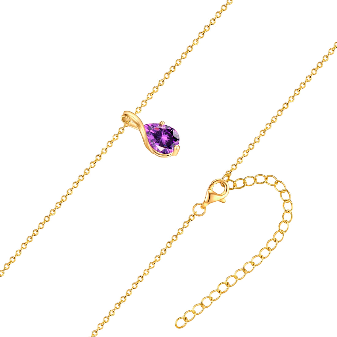Kette mit Anhänger Sterling Silber gelbgold Zirkonia violett