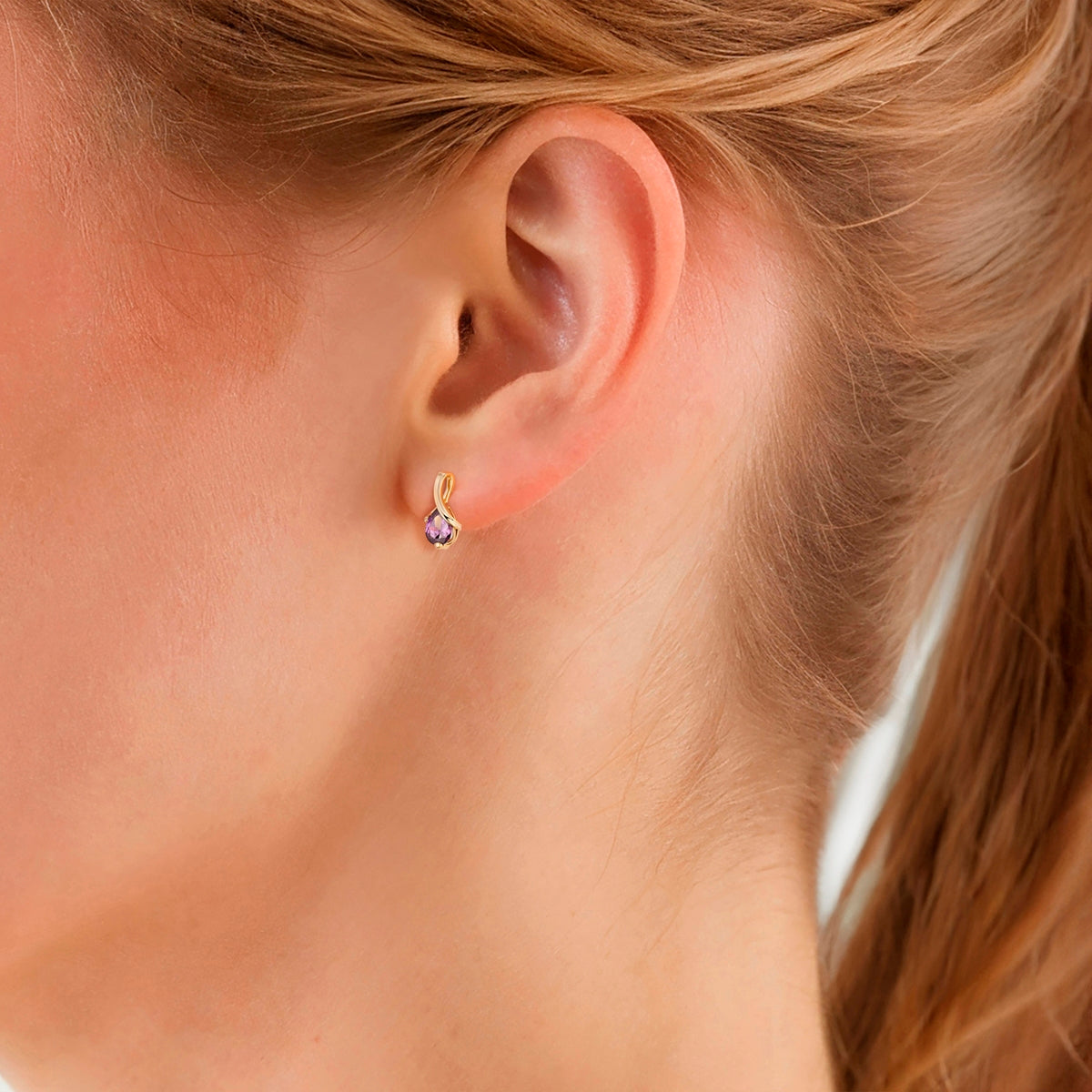 Ohrstecker Sterling Silber gelbgold Zirkonia violett
