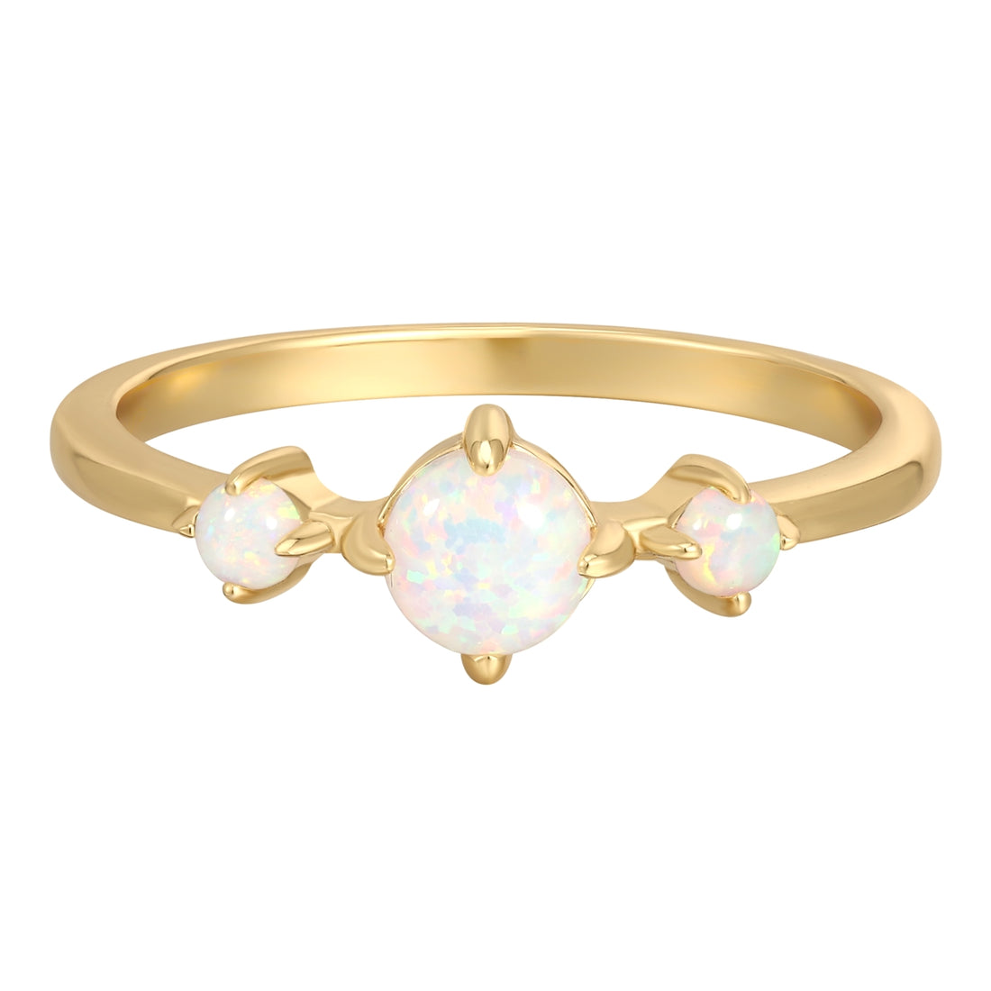 Ring Sterling Silber gelbgold Opal (synth.) weiß