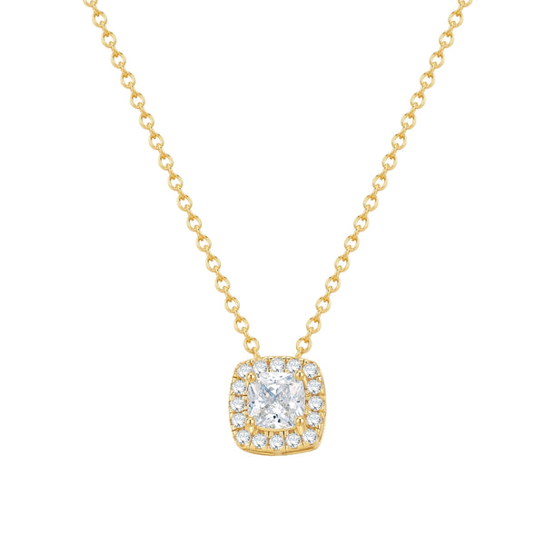Kette mit Anhänger Sterling Silber gelbgold Zirkonia weiß