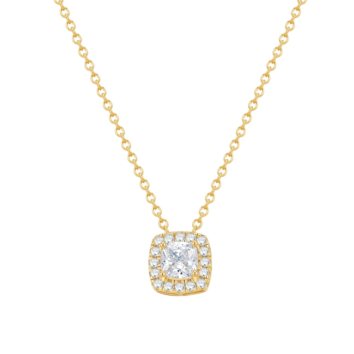 Kette mit Anhänger Sterling Silber gelbgold Zirkonia weiß