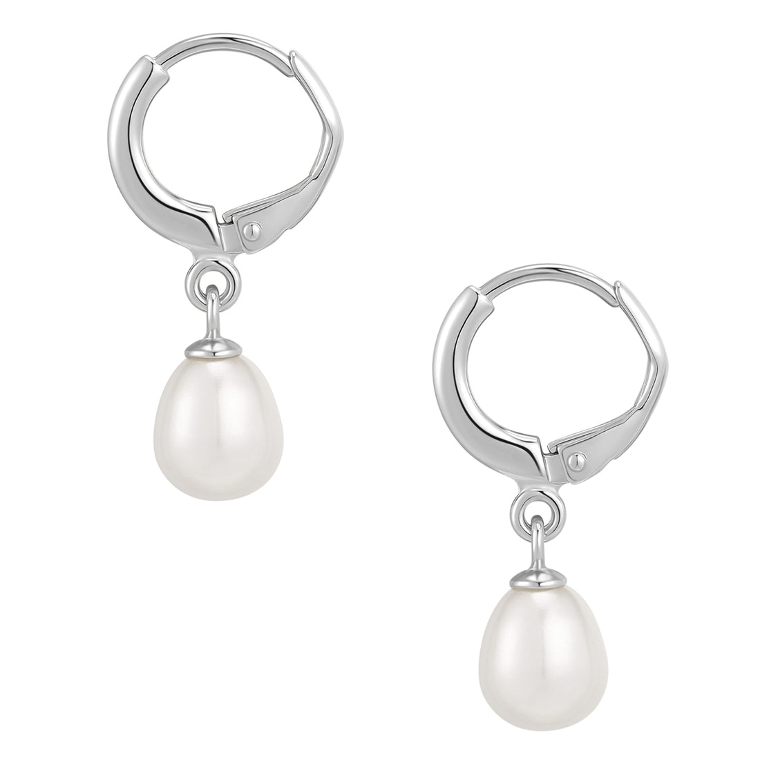 Creolen Sterling Silber Süßwasser-Zuchtperle weiß