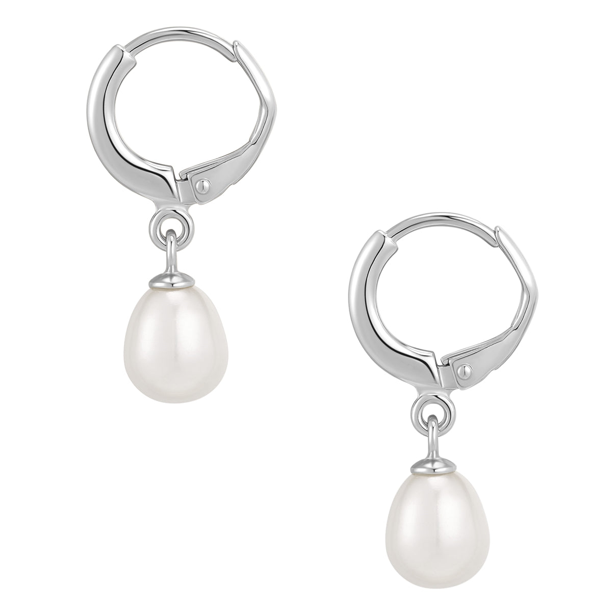 Creolen Sterling Silber Süßwasser-Zuchtperle weiß