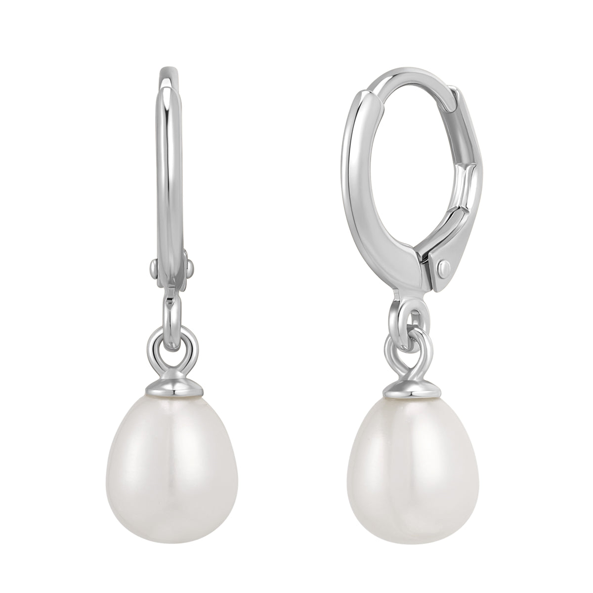 Creolen Sterling Silber Süßwasser-Zuchtperle weiß