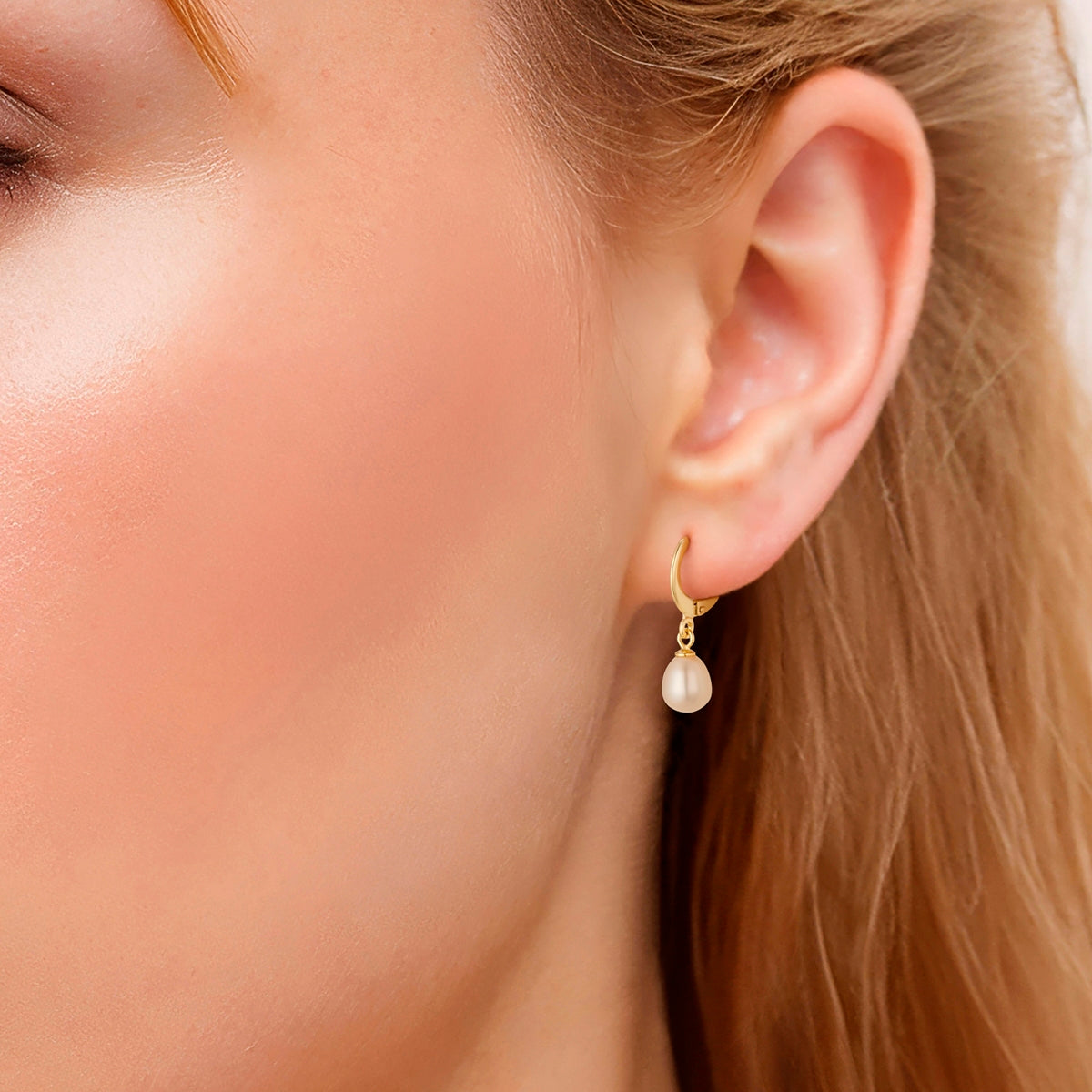 Creolen Sterling Silber gelbgold Süßwasser-Zuchtperle weiß