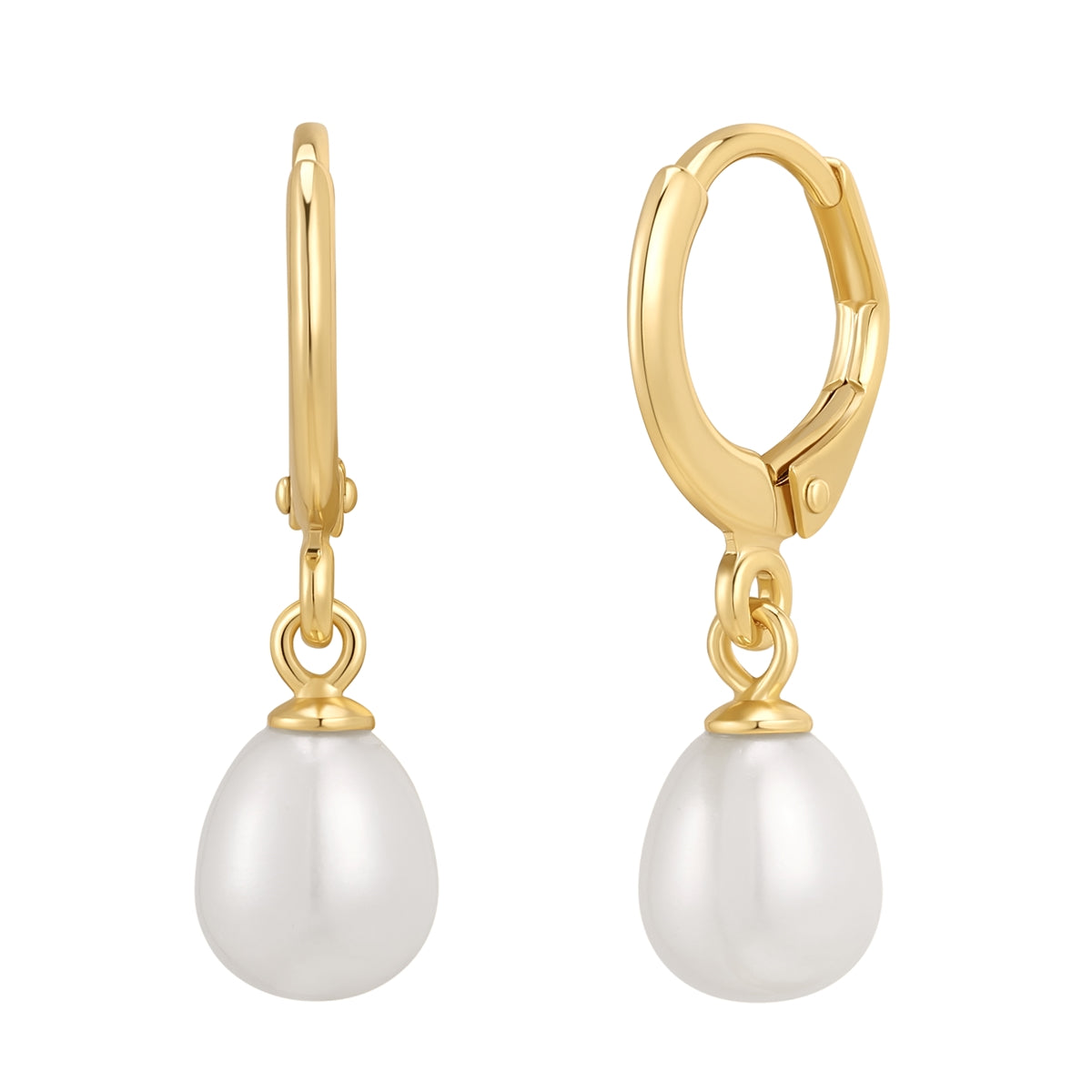 Creolen Sterling Silber gelbgold Süßwasser-Zuchtperle weiß