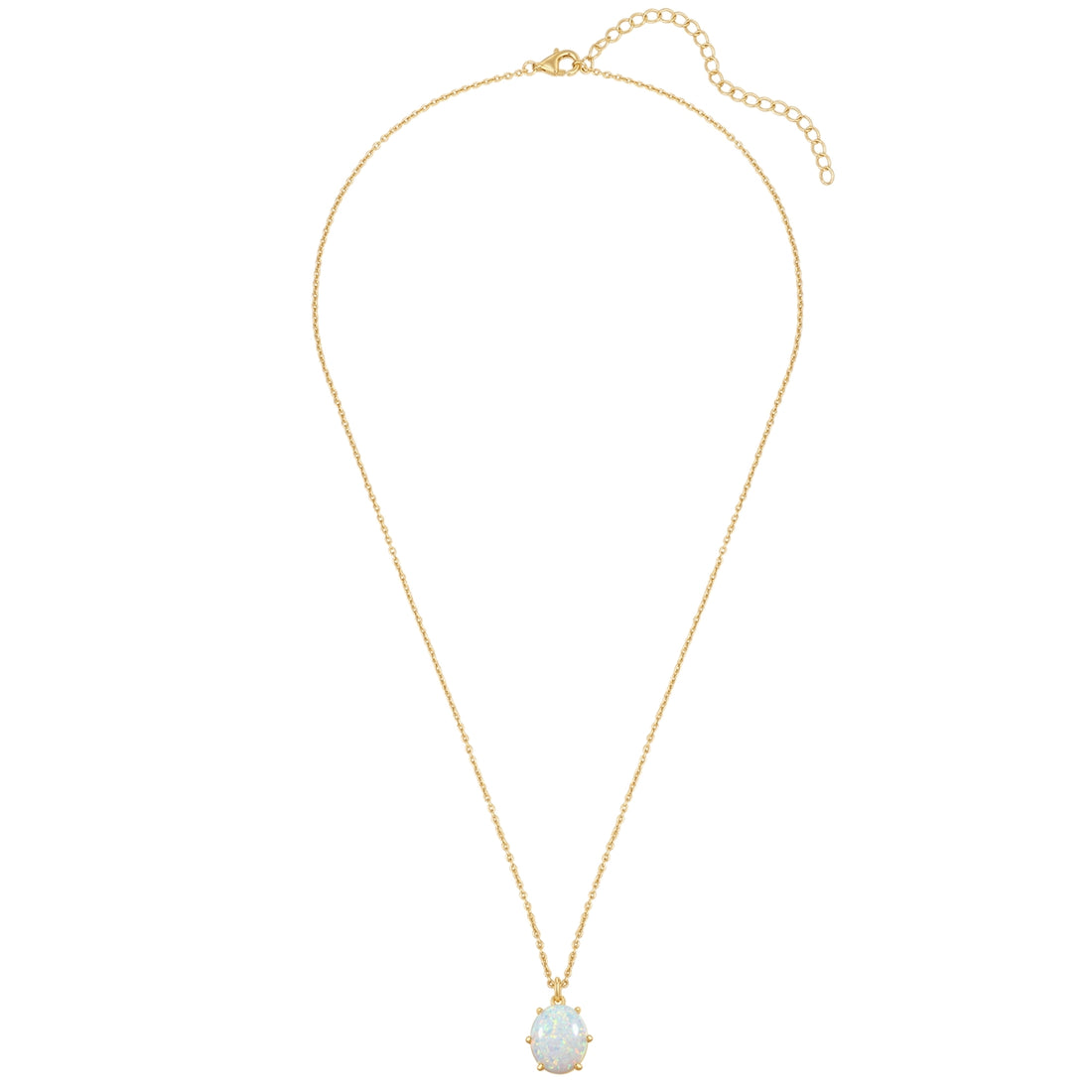 Kette mit Anhänger Sterling Silber gelbgold Opal (synth.) weiß