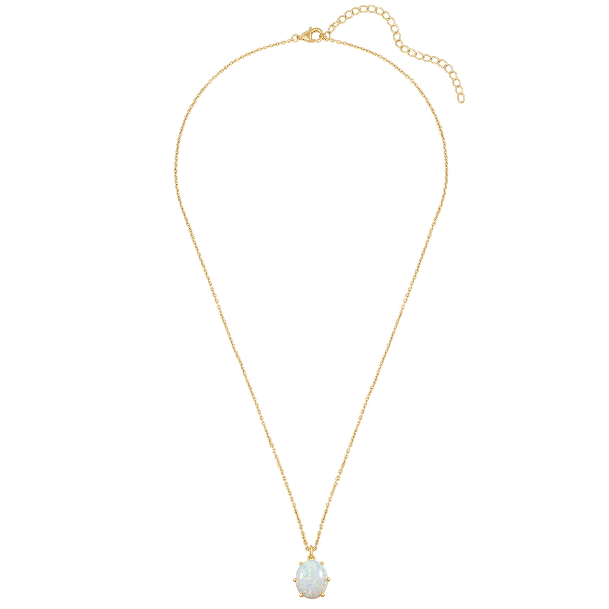 Kette mit Anhänger Sterling Silber gelbgold Opal (synth.) weiß