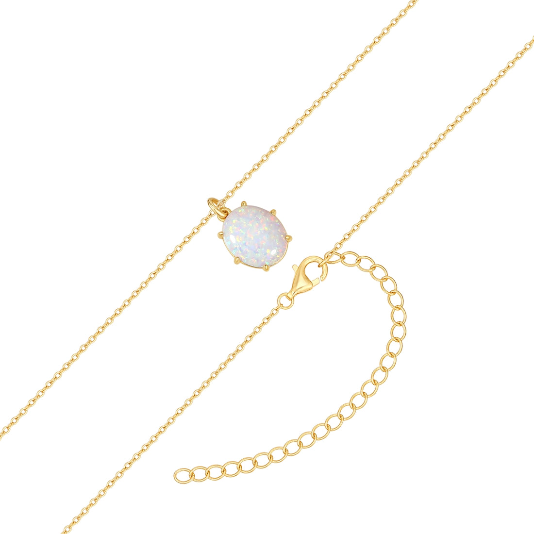 Kette mit Anhänger Sterling Silber gelbgold Opal (synth.) weiß