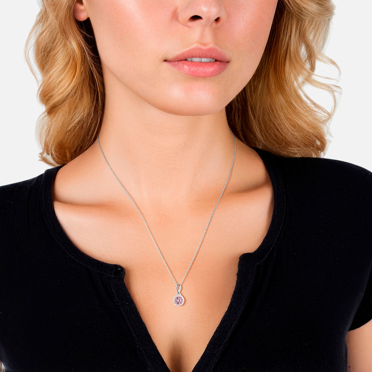 Kette mit Anhänger Sterling Silber Zirkonia violett weiß