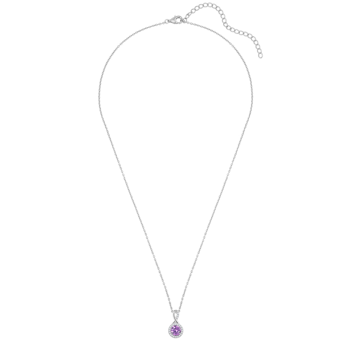 Kette mit Anhänger Sterling Silber Zirkonia violett weiß