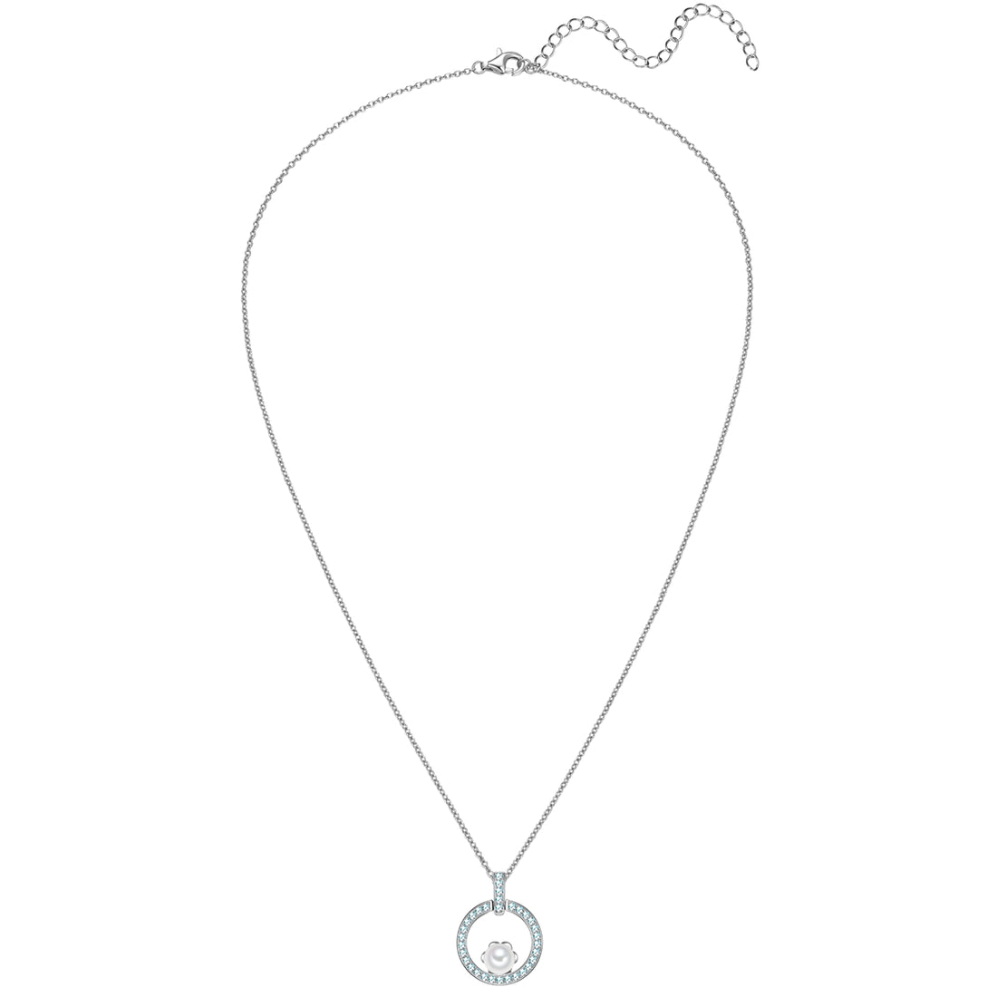 Kette mit Anhänger Sterling Silber Muschelkernperle weiß Zirkonia weiß