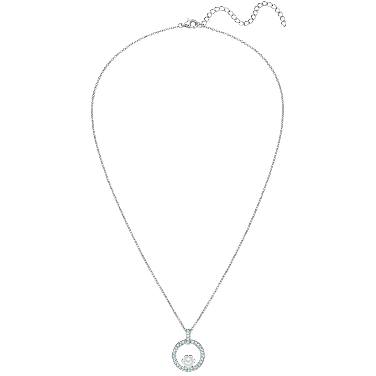 Kette mit Anhänger Sterling Silber Muschelkernperle weiß Zirkonia weiß