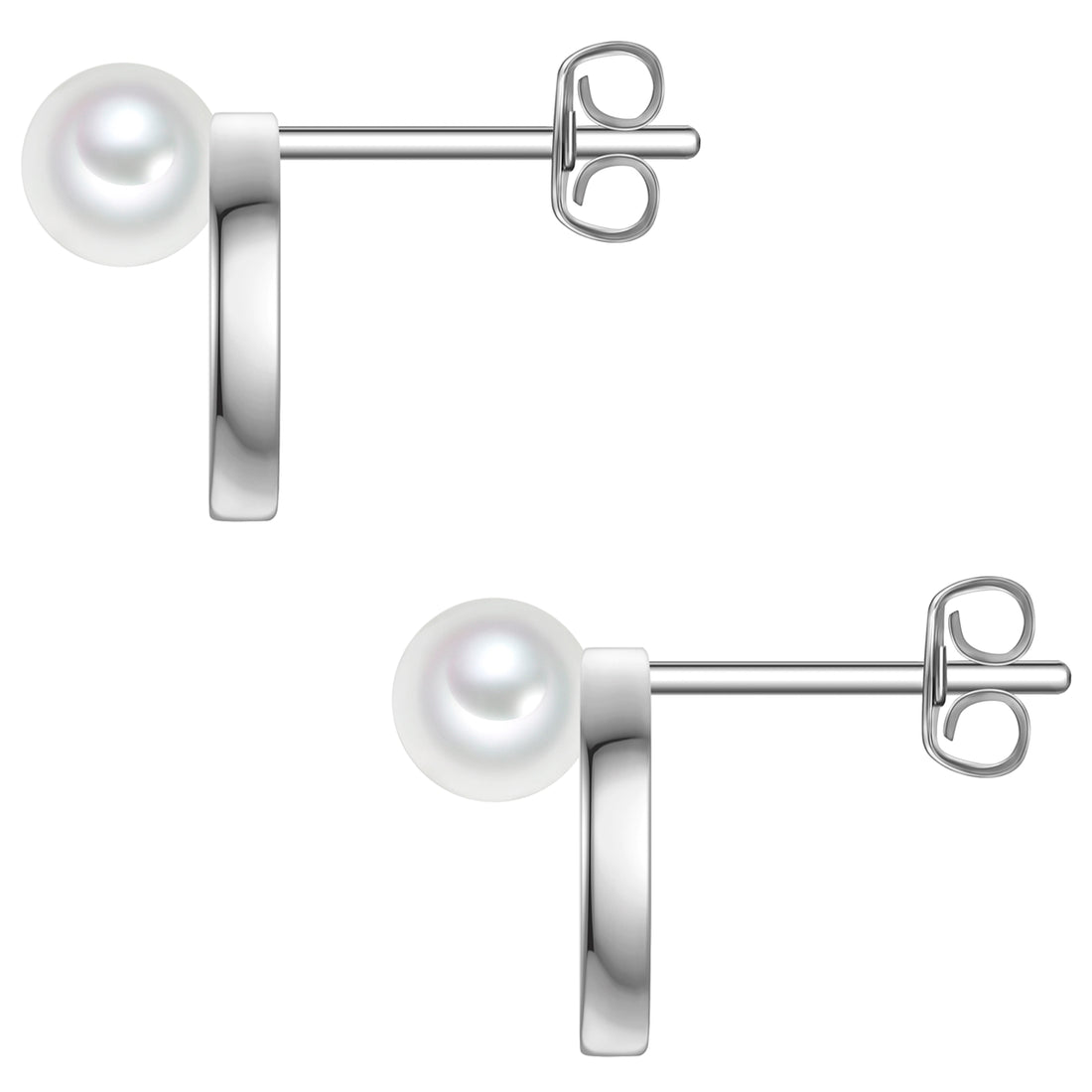 Ohrstecker Sterling Silber Muschelkernperle weiß Zirkonia weiß