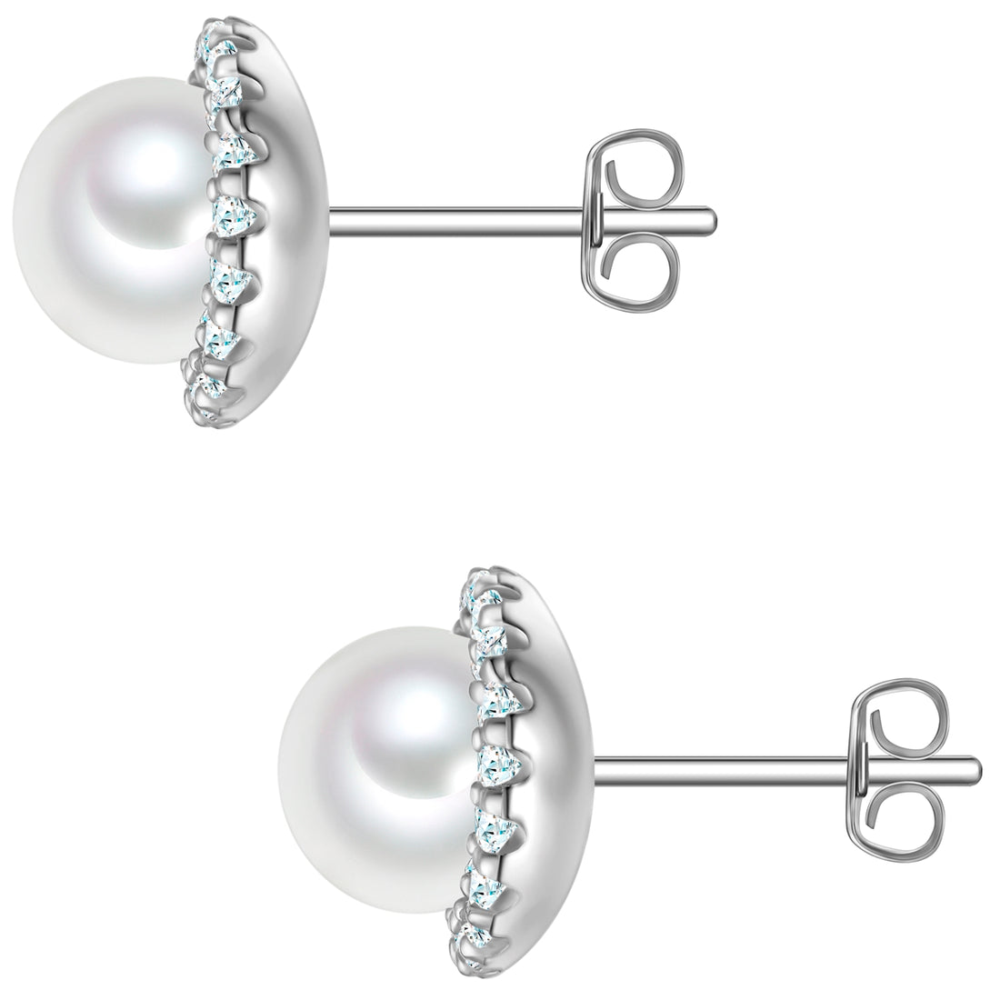 Ohrstecker Sterling Silber Muschelkernperle weiß Zirkonia weiß