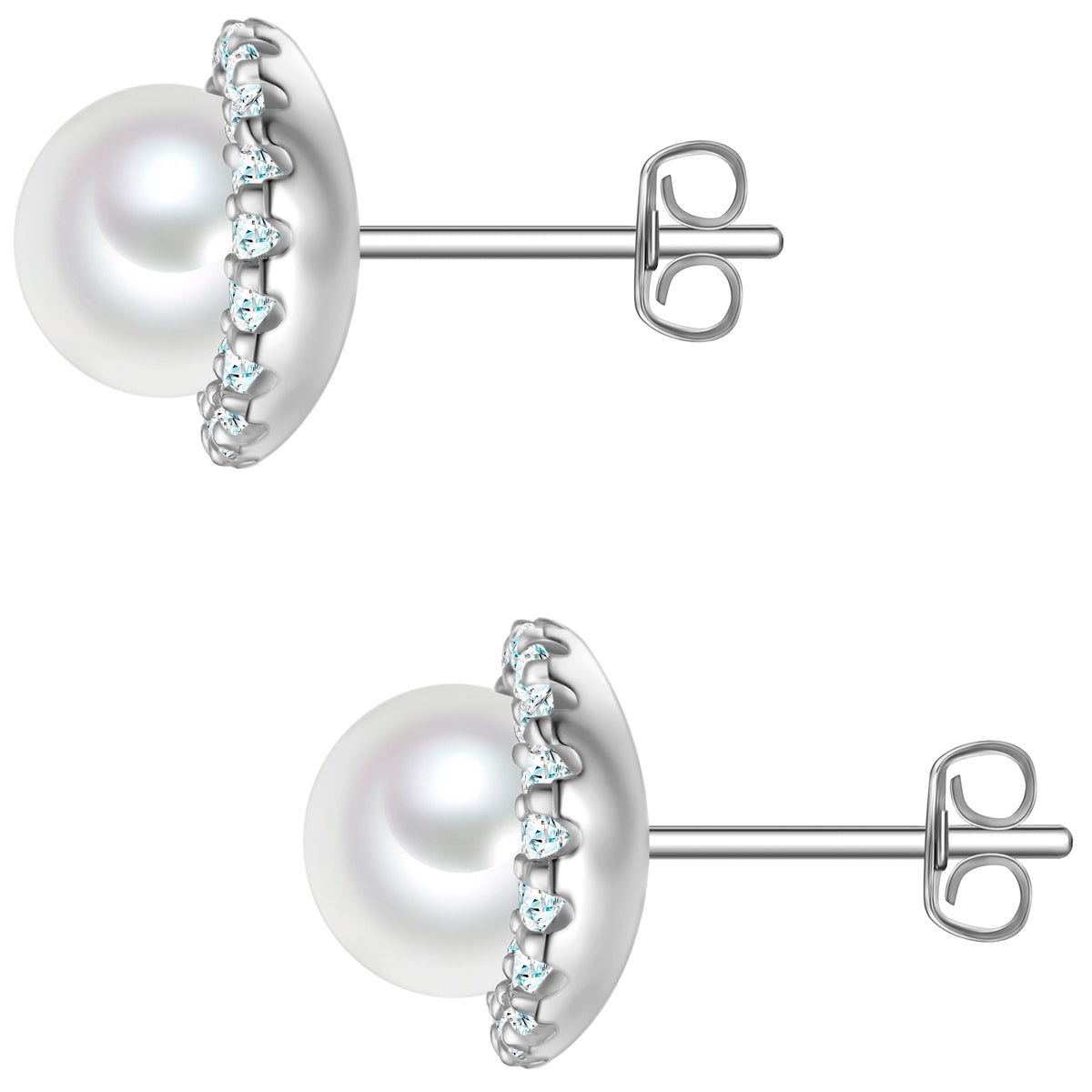 Ohrstecker Sterling Silber Muschelkernperle weiß Zirkonia weiß