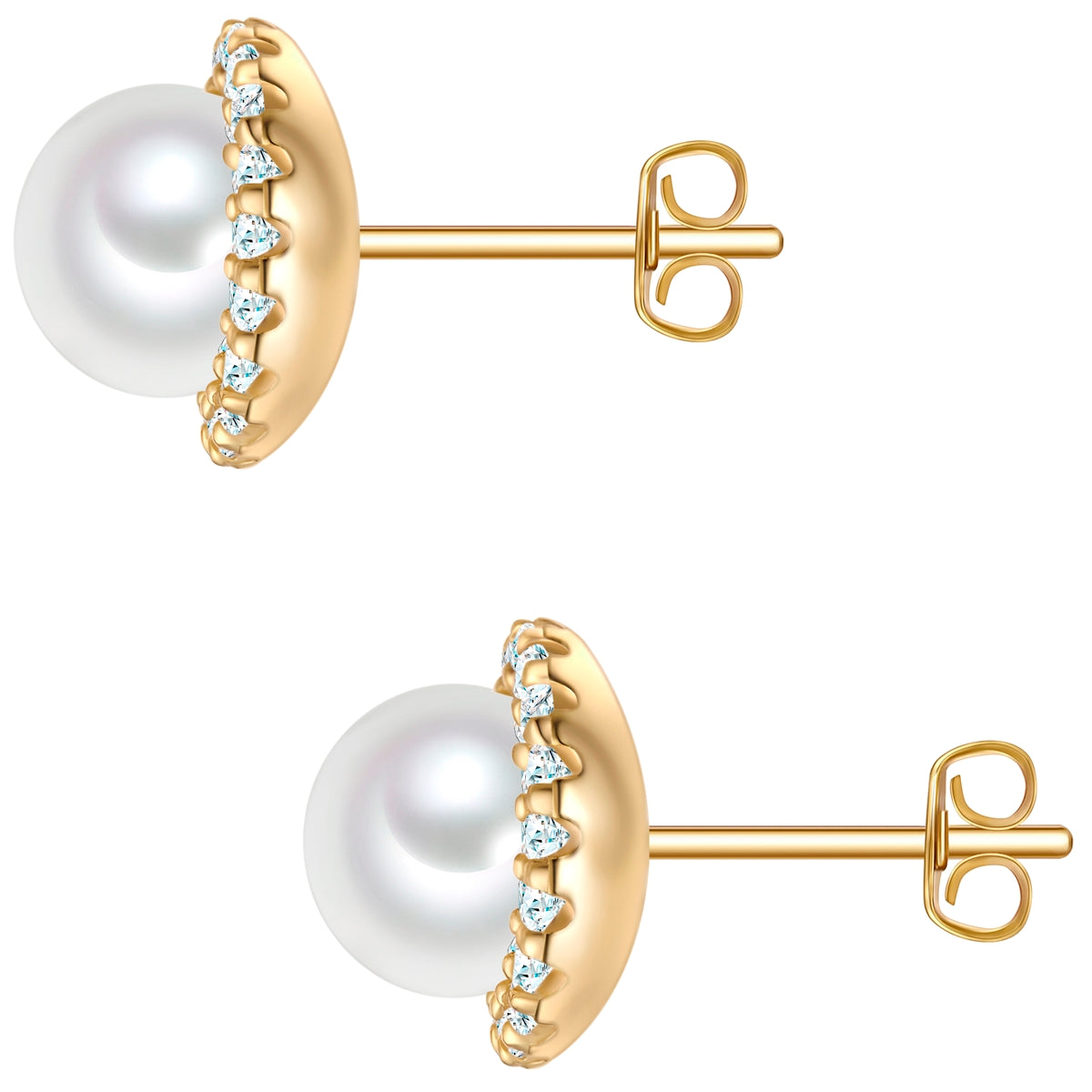 Ohrstecker Sterling Silber gelbgold Muschelkernperle weiß Zirkonia weiß