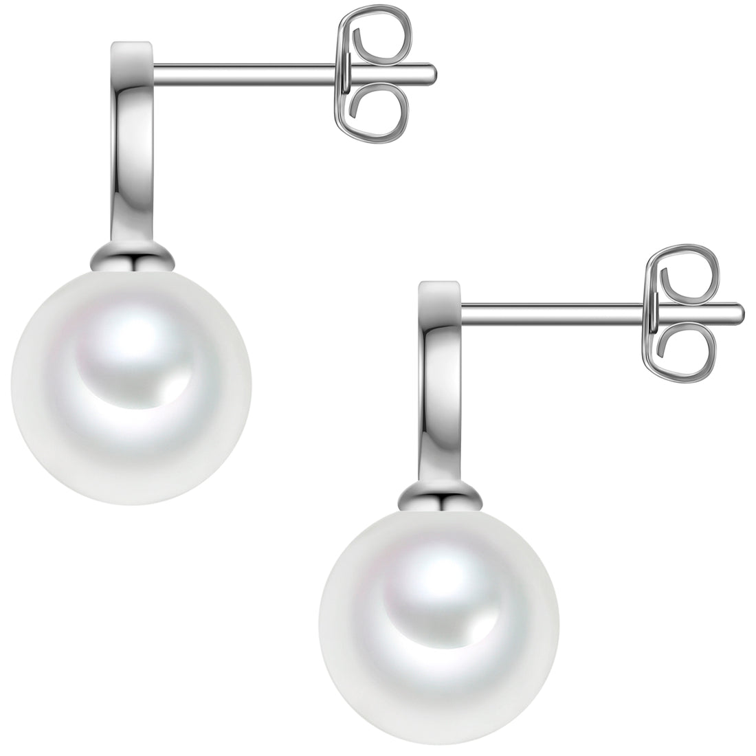 Ohrstecker Sterling Silber Muschelkernperle weiß Zirkonia weiß