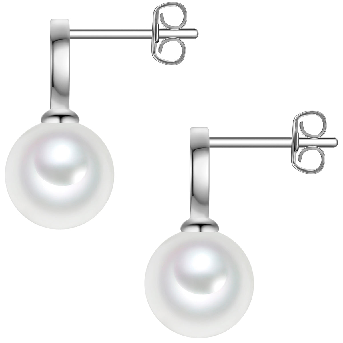 Ohrstecker Sterling Silber Muschelkernperle weiß Zirkonia weiß