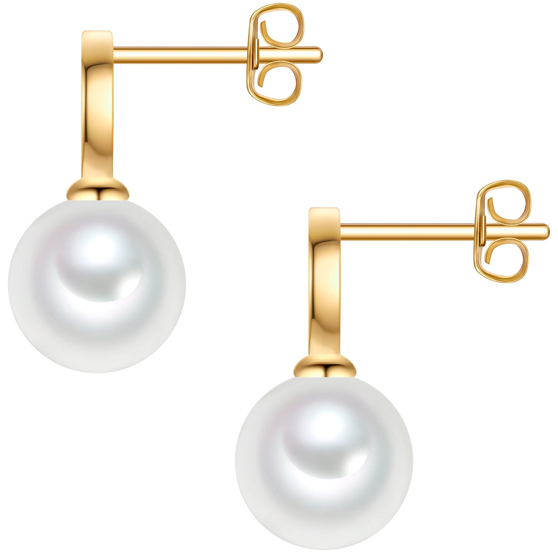 Ohrstecker Sterling Silber gelbgold Muschelkernperle weiß Zirkonia weiß