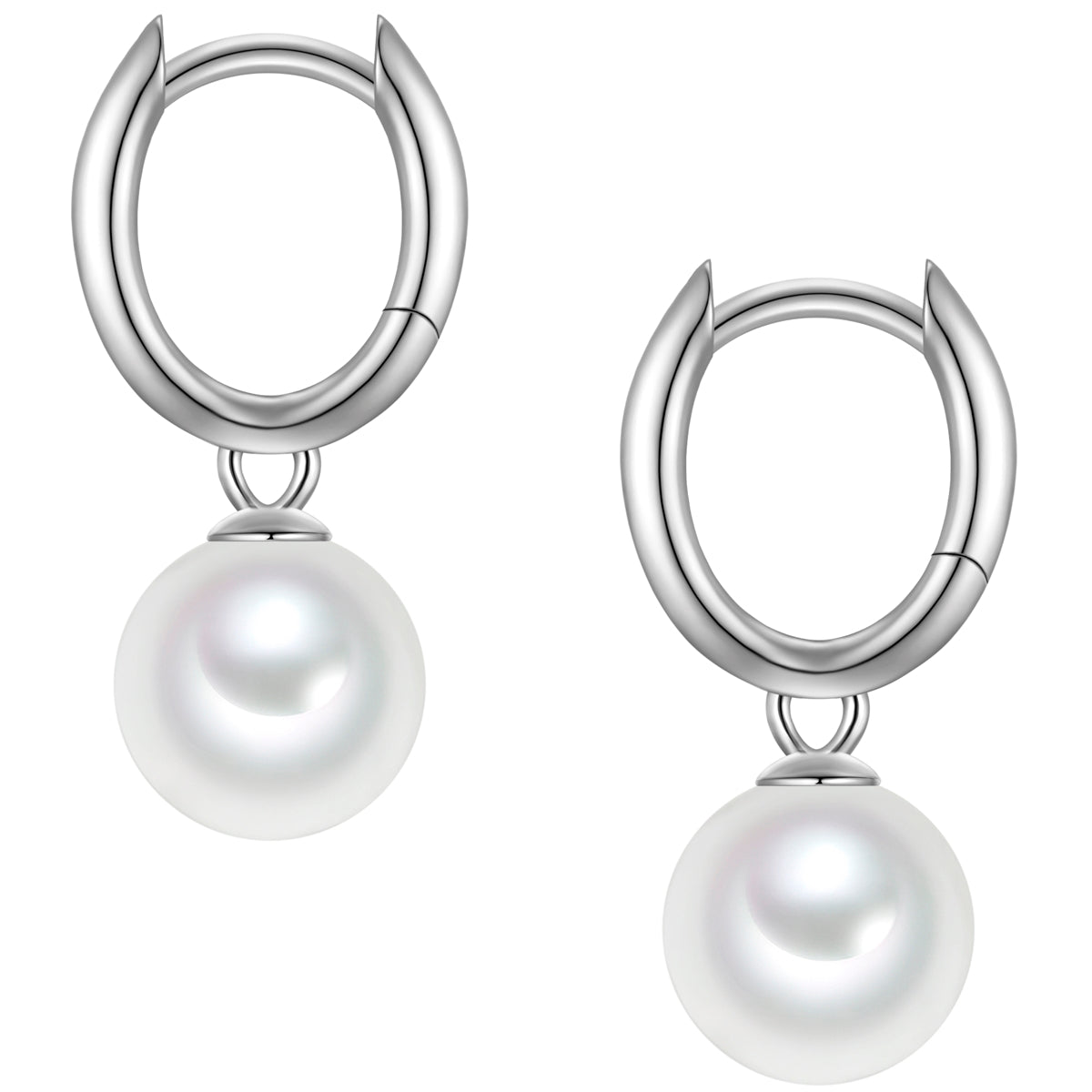 Creolen Sterling Silber Muschelkernperle weiß