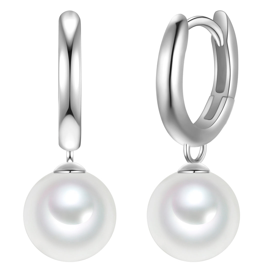 Creolen Sterling Silber Muschelkernperle weiß