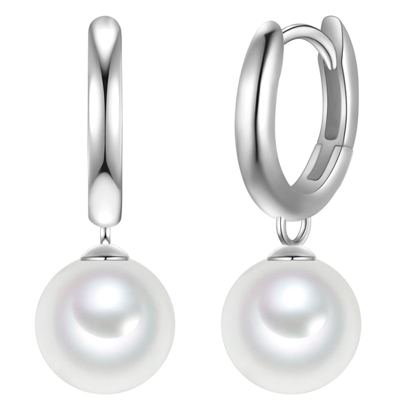 Creolen Sterling Silber Muschelkernperle weiß