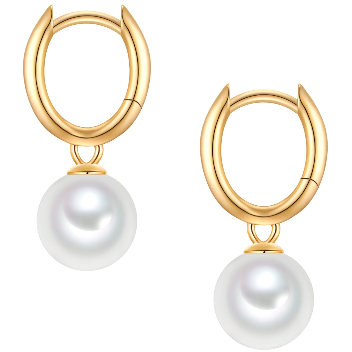 Creolen Sterling Silber gelbgold Muschelkernperle weiß