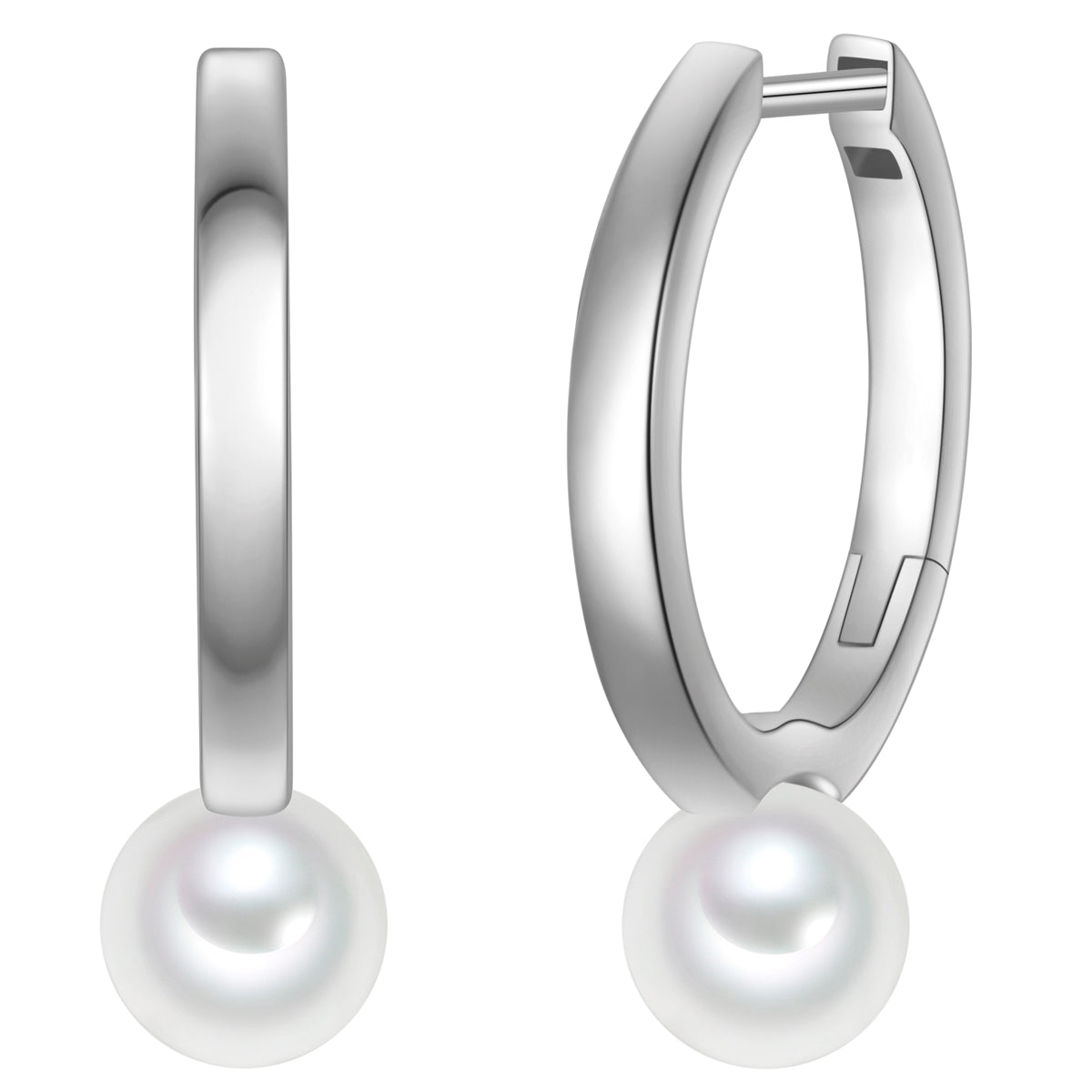 Creolen Sterling Silber Muschelkernperle weiß