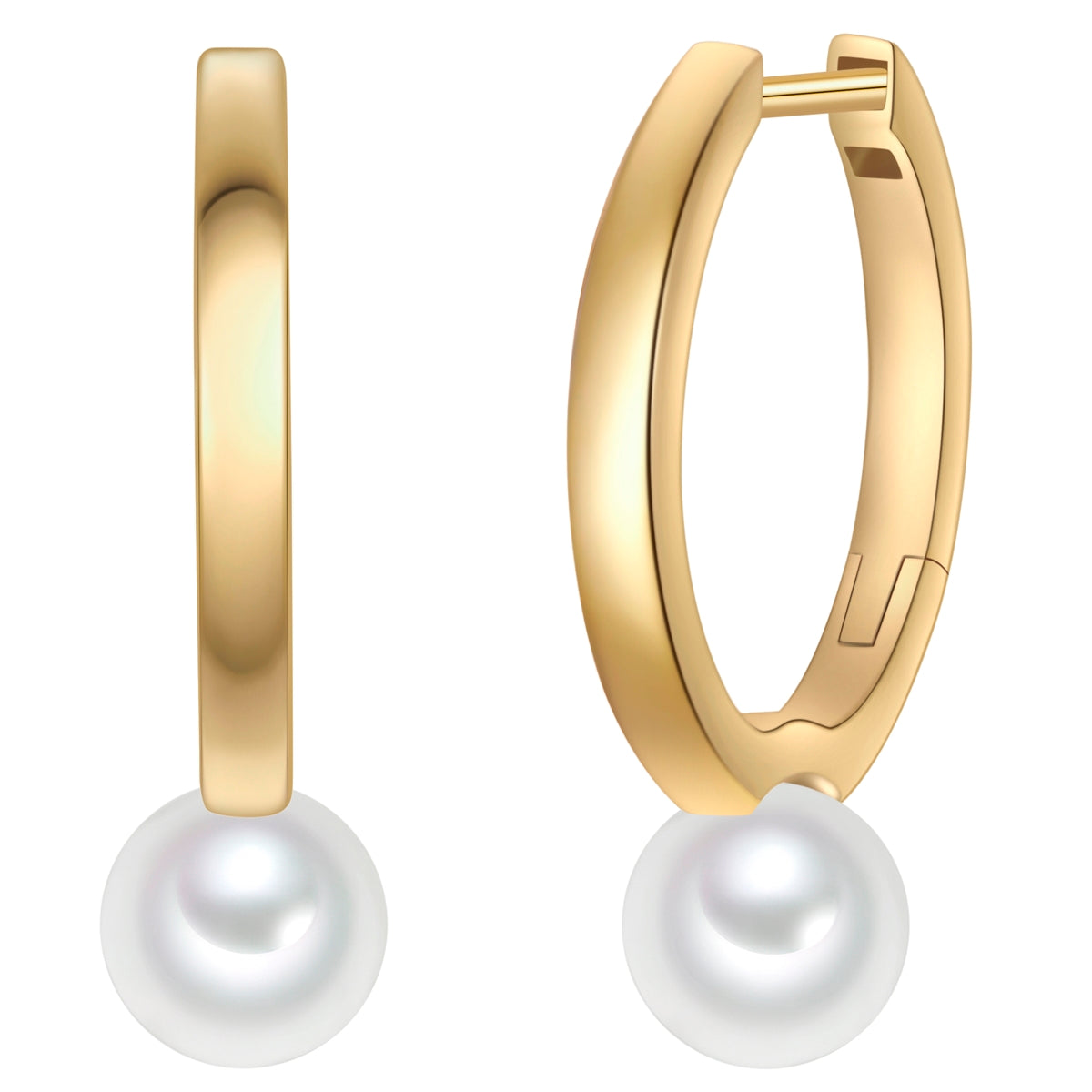 Creolen Sterling Silber gelbgold Muschelkernperle weiß