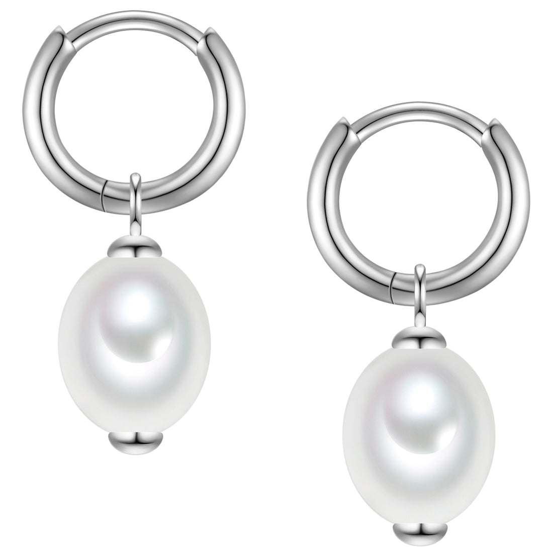 Creolen Sterling Silber Muschelkernperle weiß