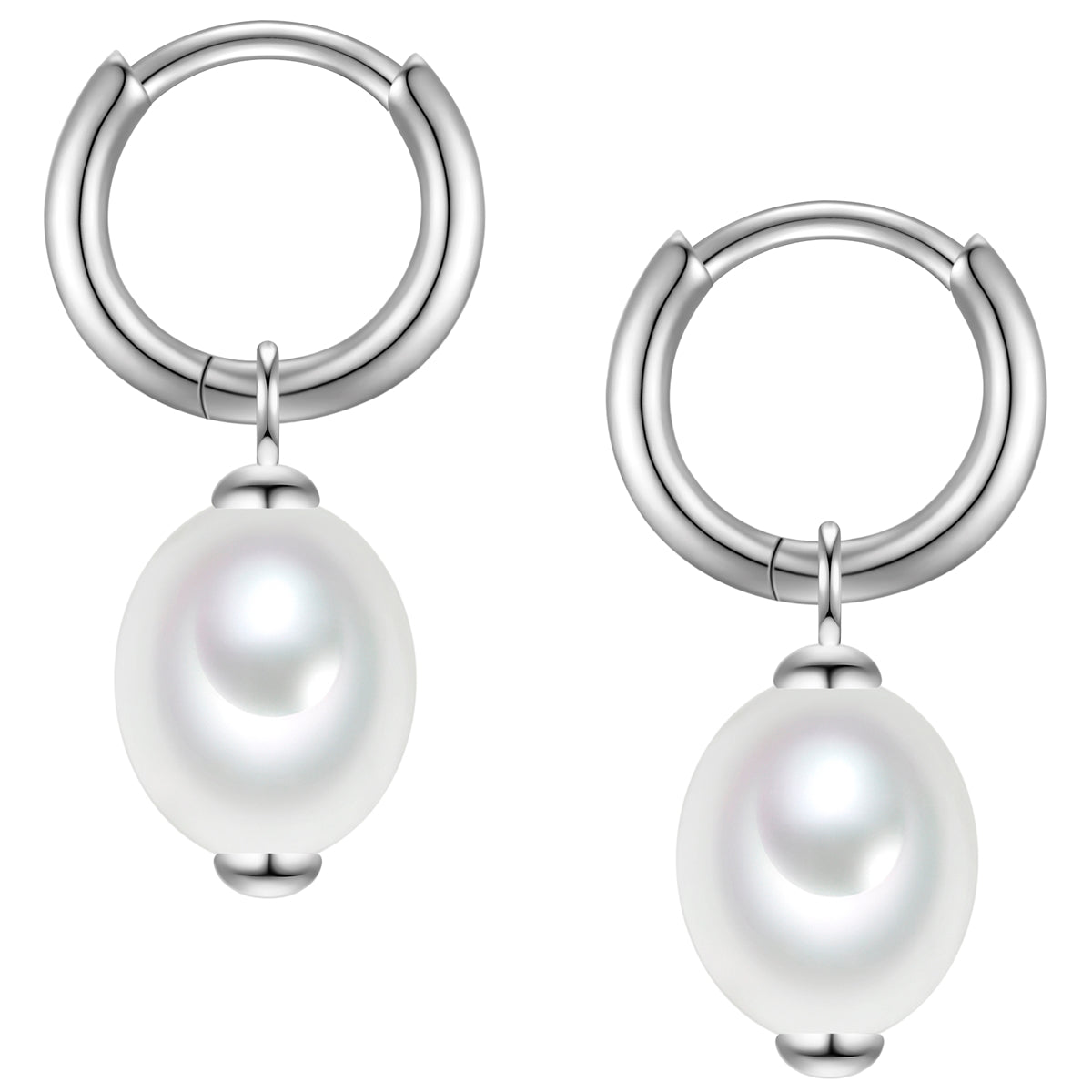 Creolen Sterling Silber Muschelkernperle weiß