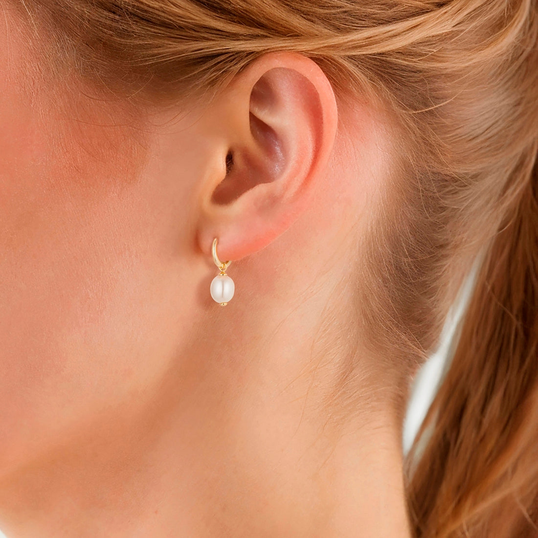 Creolen Sterling Silber gelbgold Muschelkernperle weiß