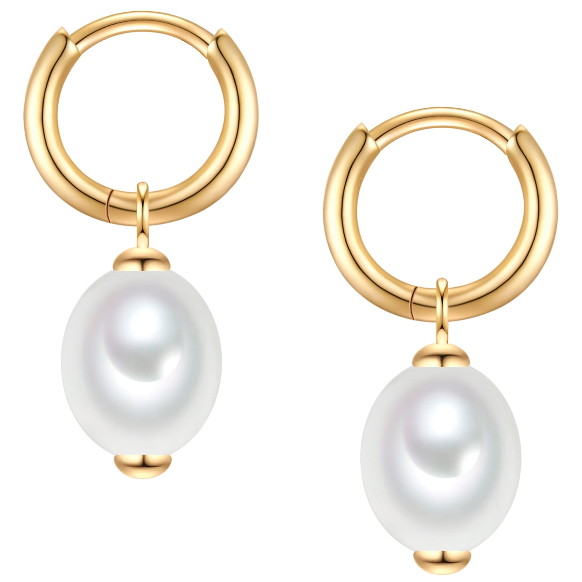 Creolen Sterling Silber gelbgold Muschelkernperle weiß