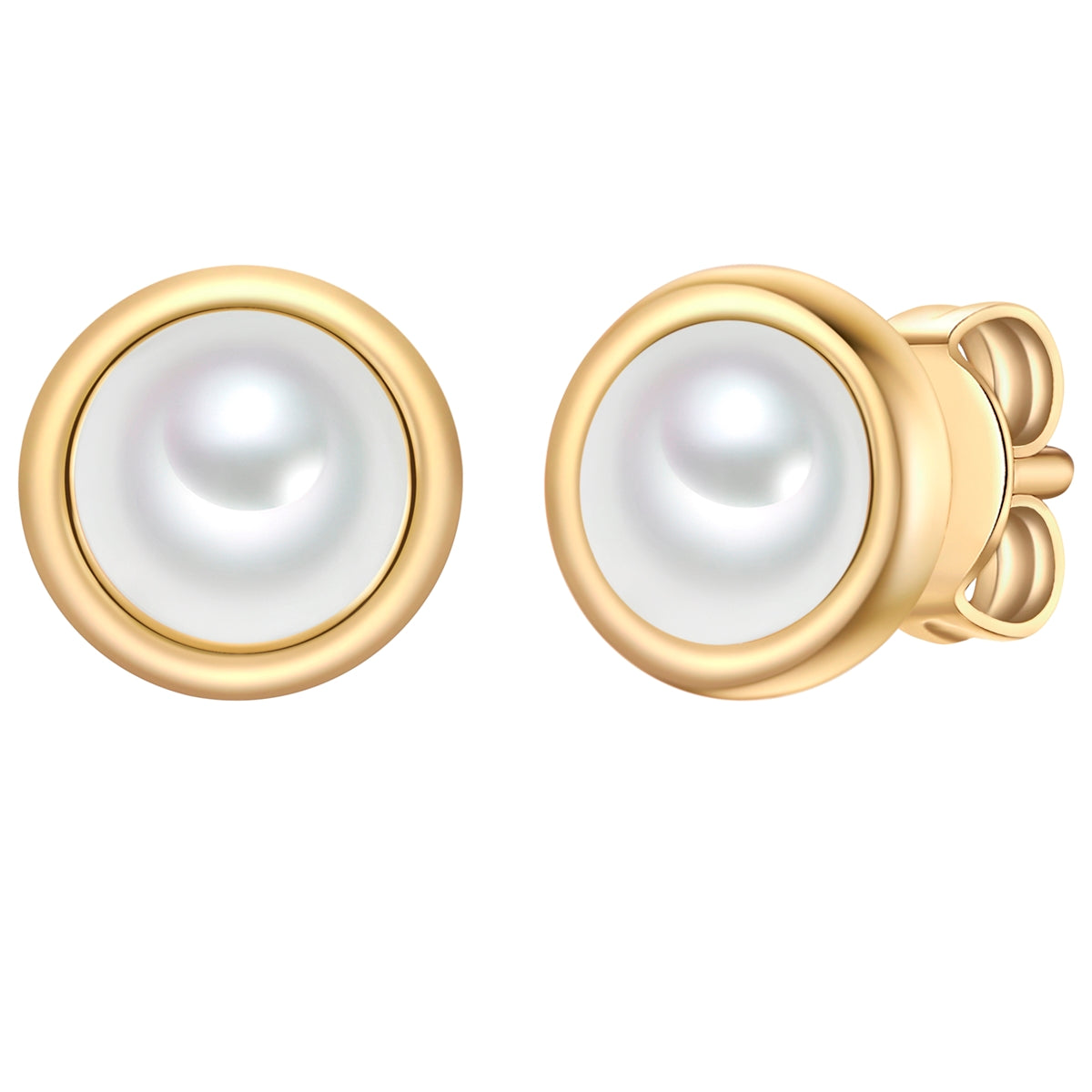 Ohrstecker Sterling Silber gelbgold Muschelkernperle weiß