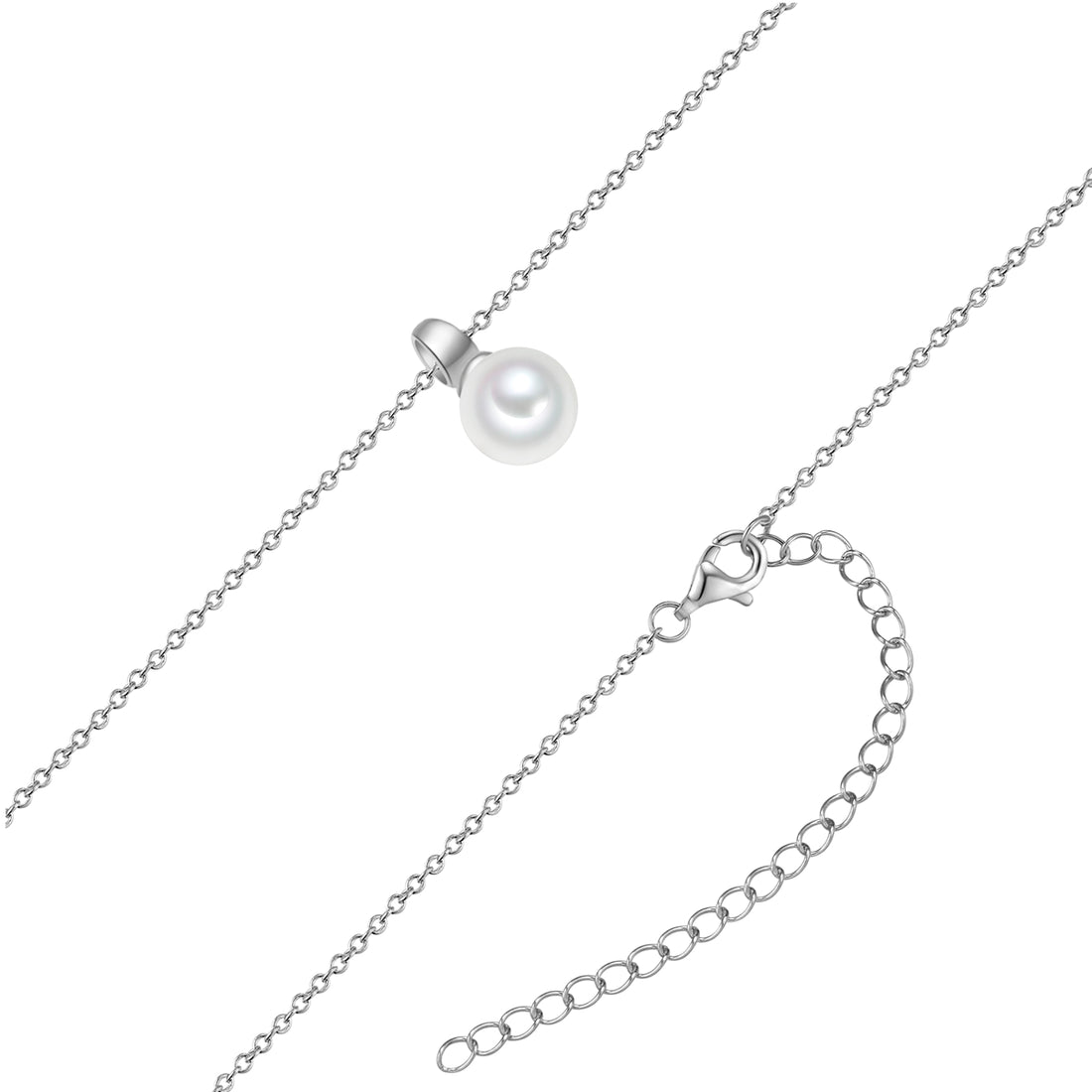Kette mit Anhänger Sterling Silber Muschelkernperle weiß