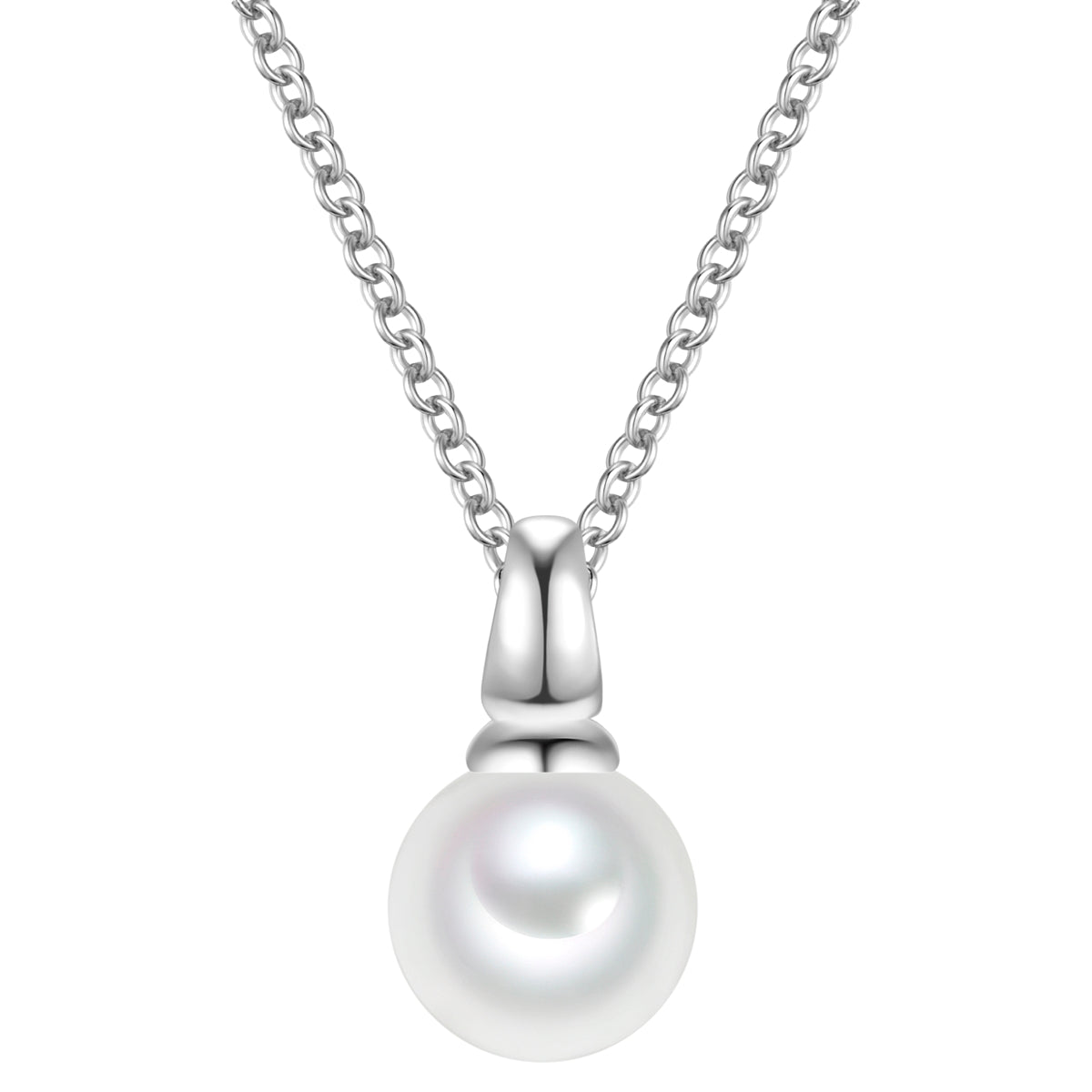 Kette mit Anhänger Sterling Silber Muschelkernperle weiß