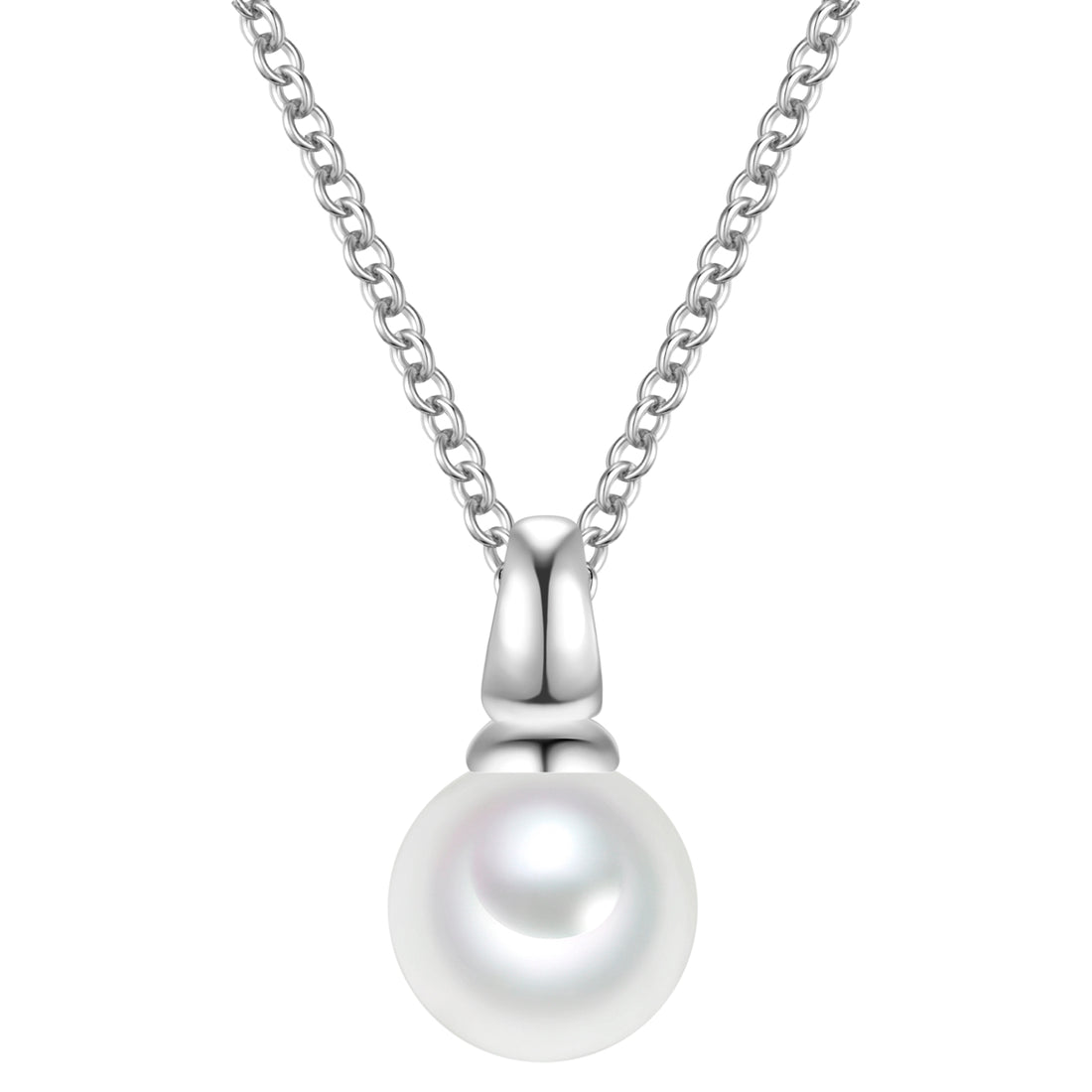 Kette mit Anhänger Sterling Silber Muschelkernperle weiß