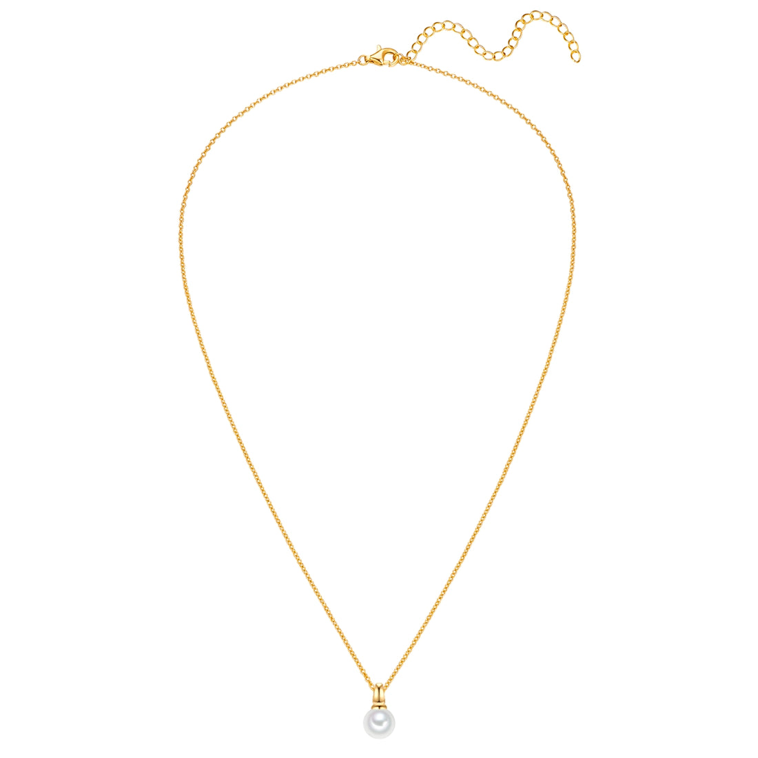 Kette mit Anhänger Sterling Silber gelbgold Muschelkernperle weiß