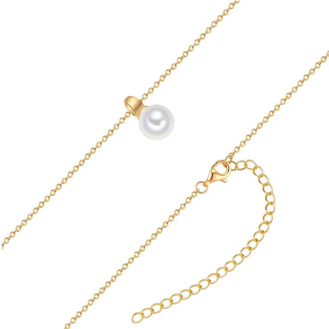 Kette mit Anhänger Sterling Silber gelbgold Muschelkernperle weiß