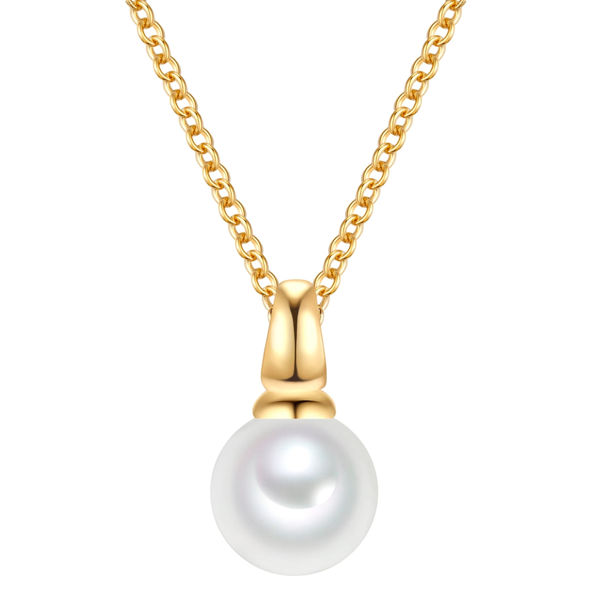 Kette mit Anhänger Sterling Silber gelbgold Muschelkernperle weiß