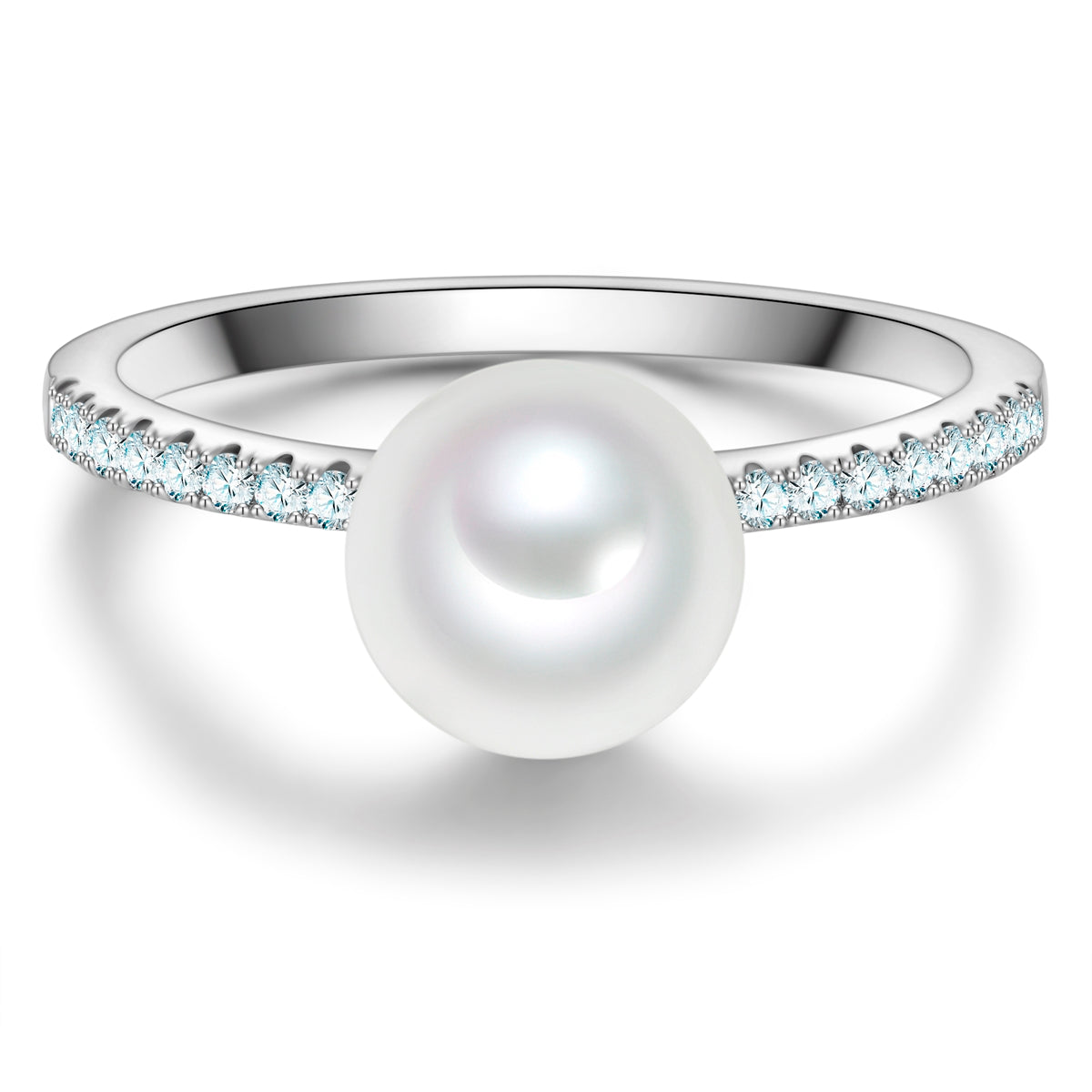 Ring Sterling Silber Muschelkernperle weiß Zirkonia weiß