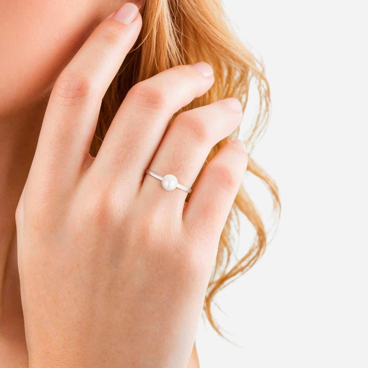 Ring Sterling Silber Muschelkernperle weiß