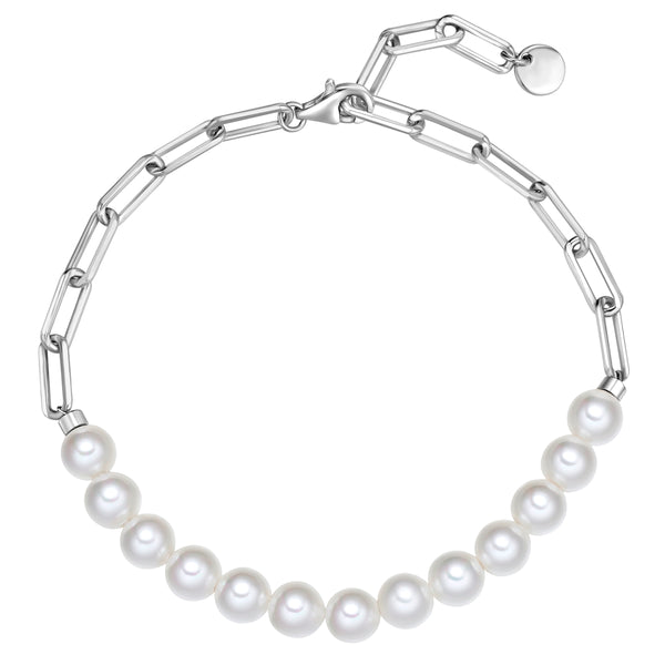 Armband Sterling Silber Muschelkernperle weiß