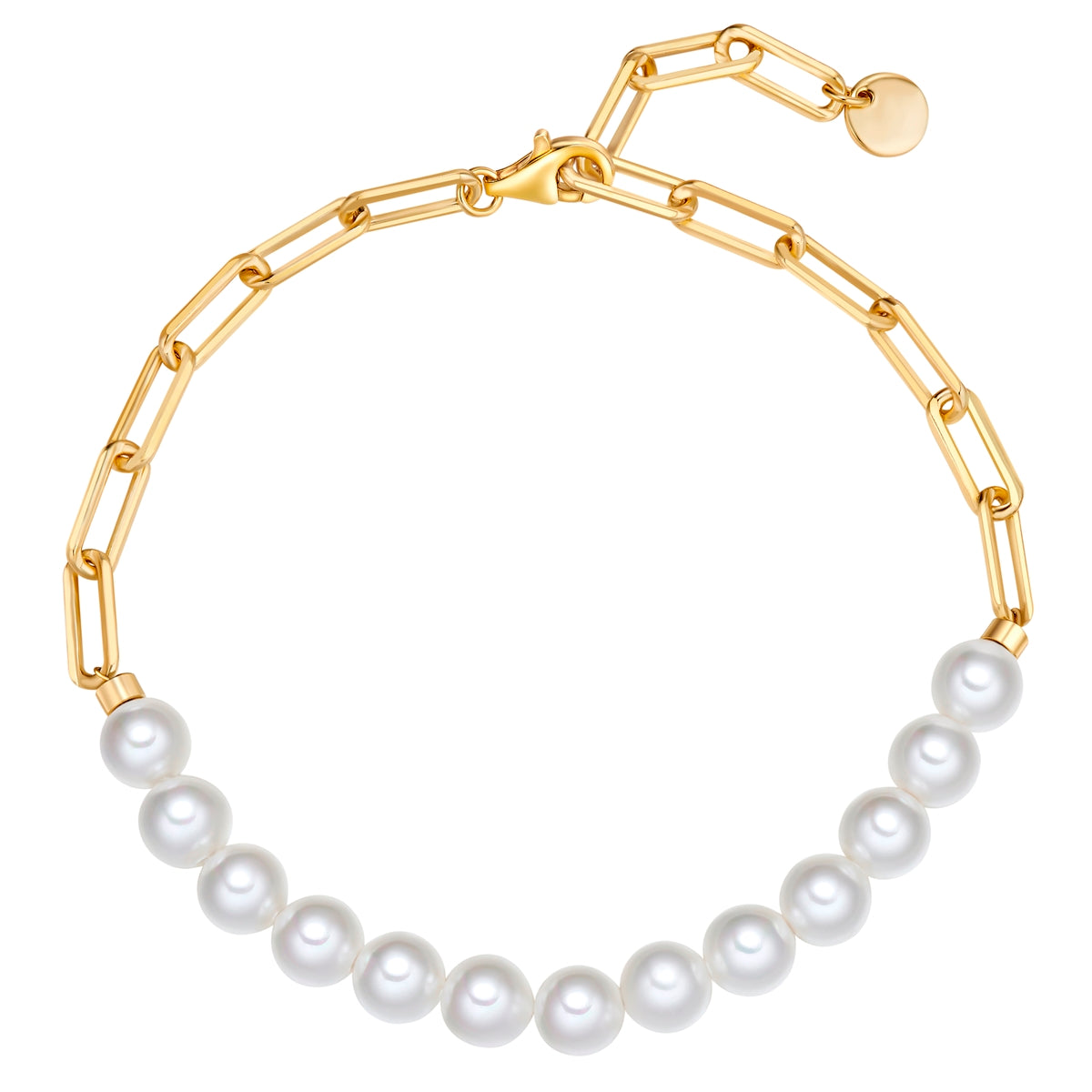 Armband Sterling Silber gelbgold Muschelkernperle weiß