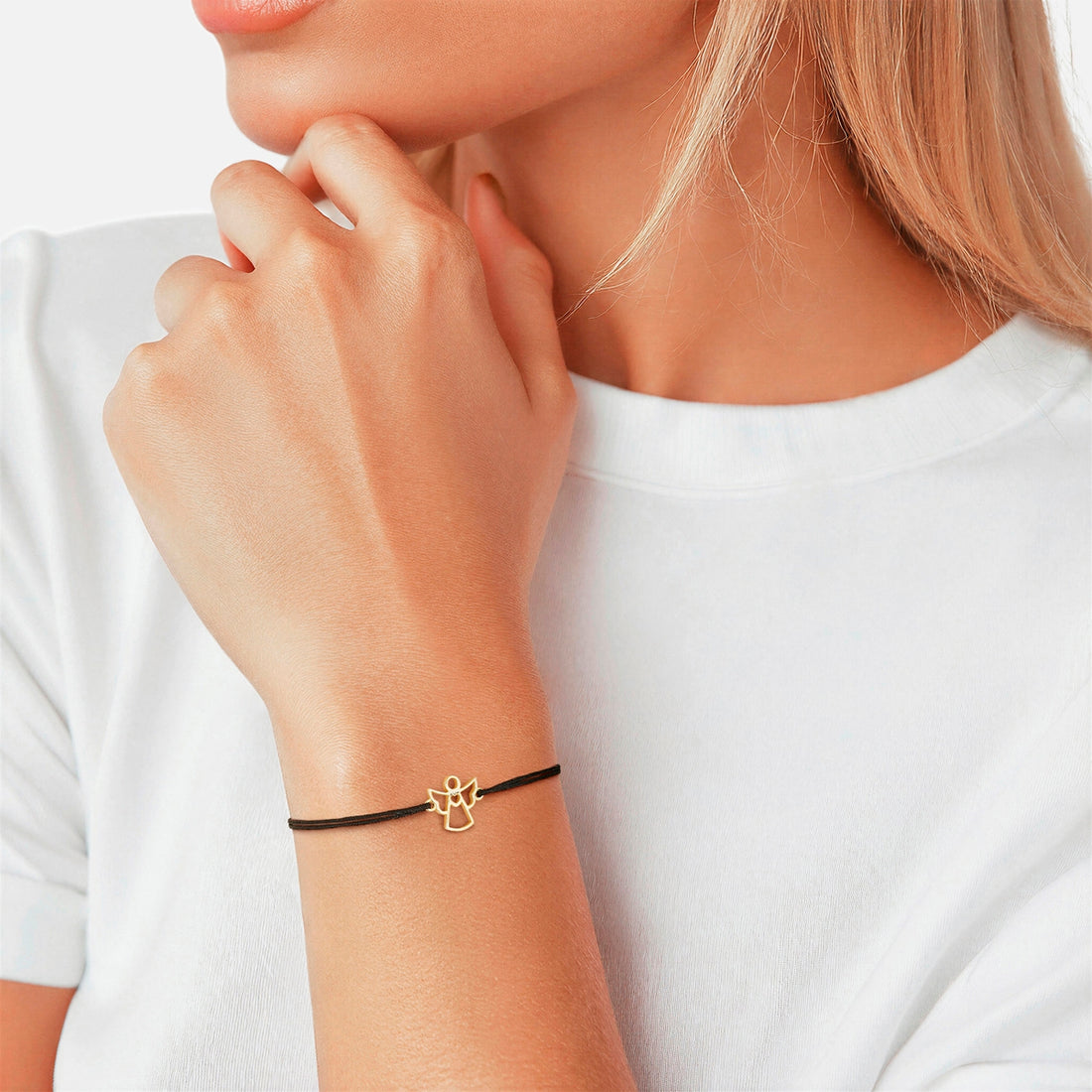 Armband gelbgold Textil (schwarz)