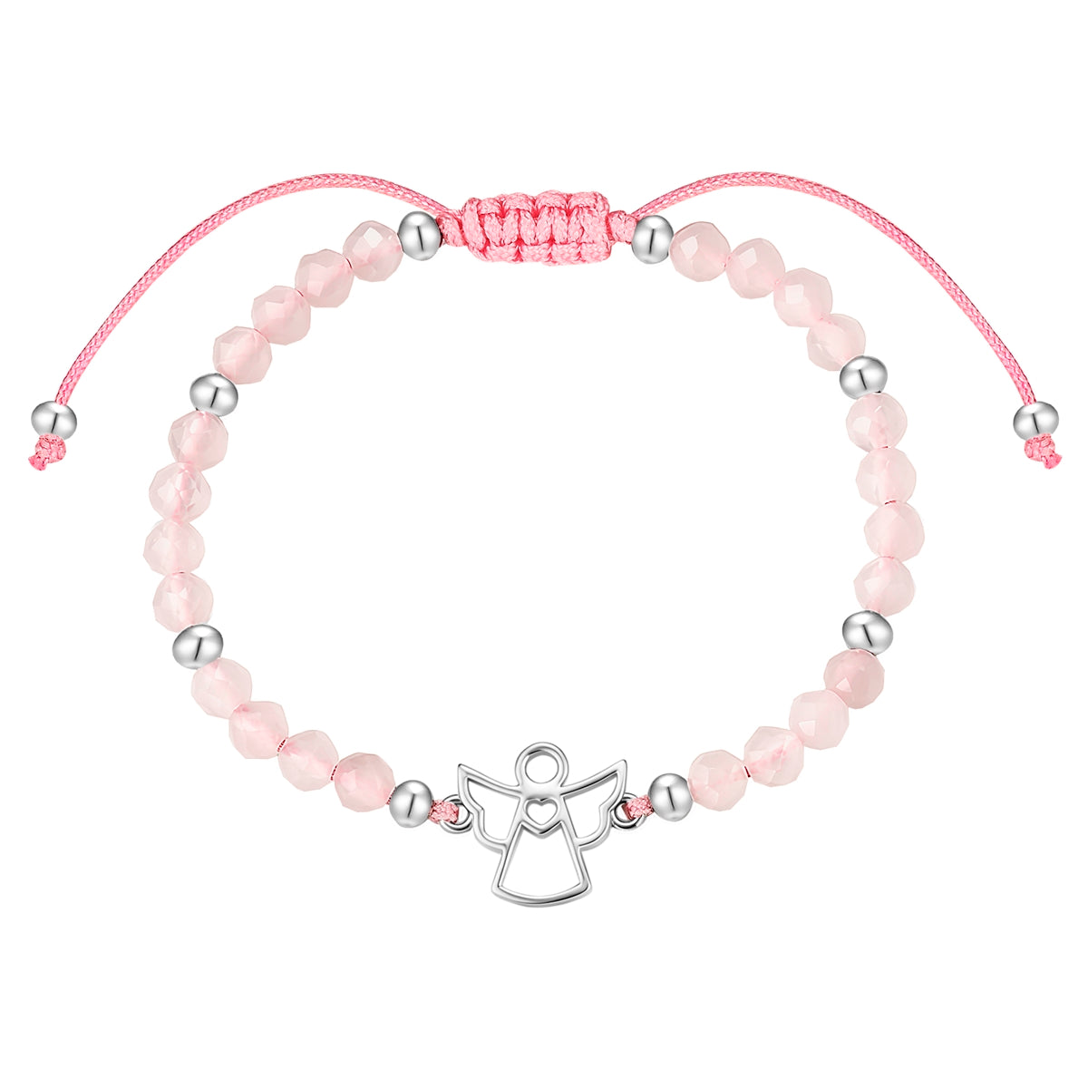 Armband Textil (rosa) Rosenquarz
